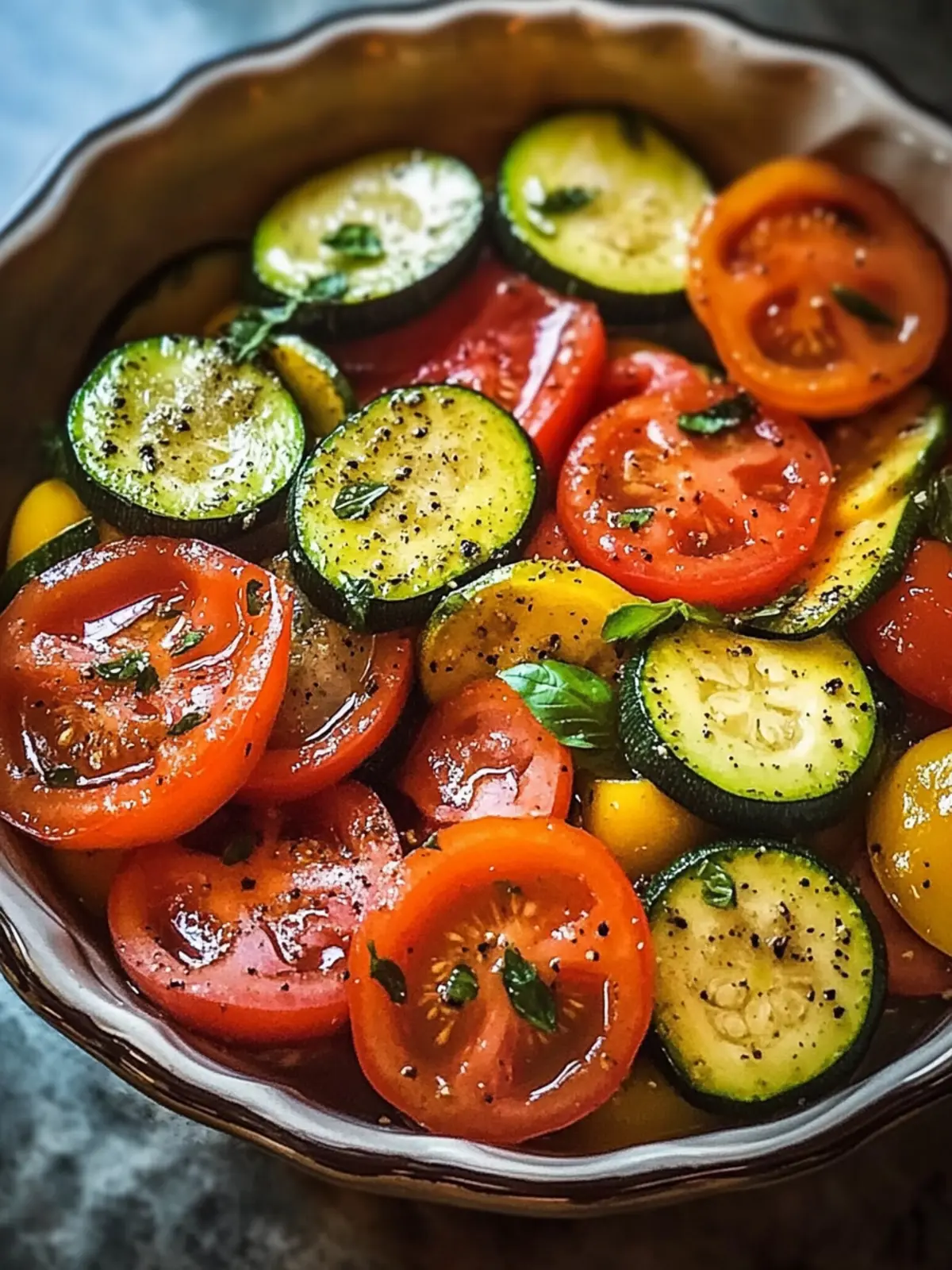 Zucchini und Tomaten Tian mit karamellisierten Zwiebeln – rustikal, farbenfroh und geschmackvoll