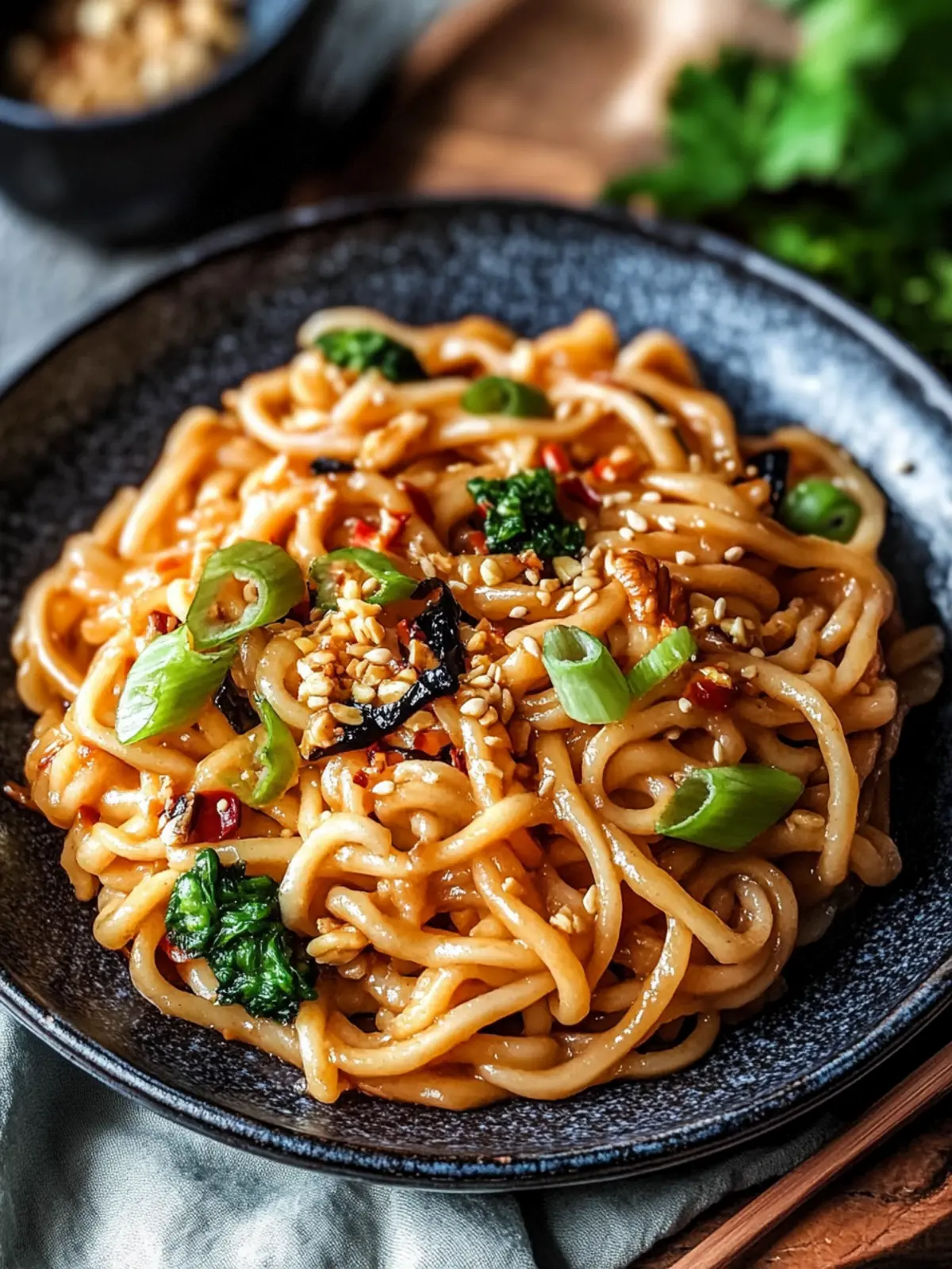 Schnelle asiatische Nudeln mit Erdnusssauce
