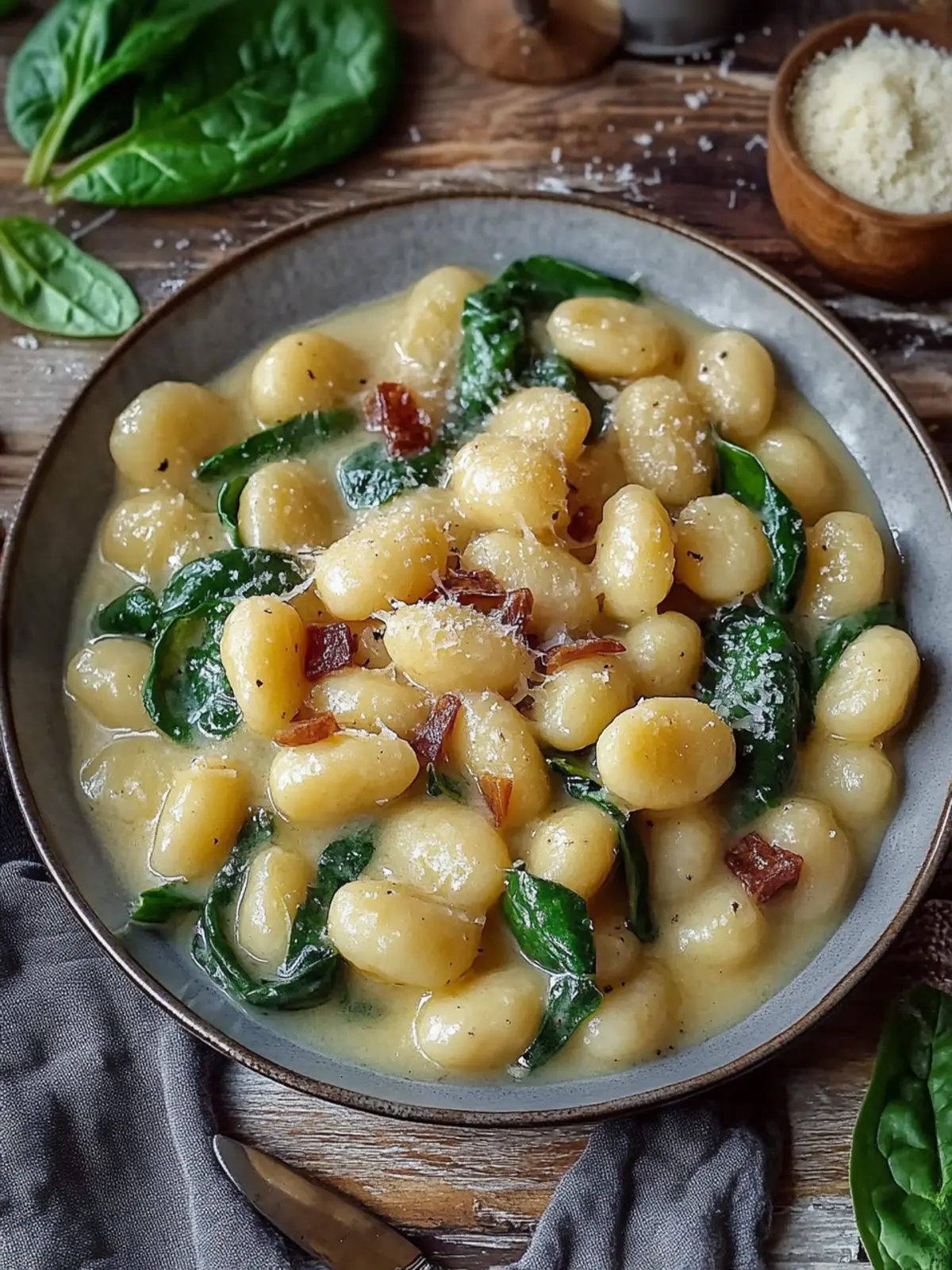 Gnocchi mit Pilzen und Spinat