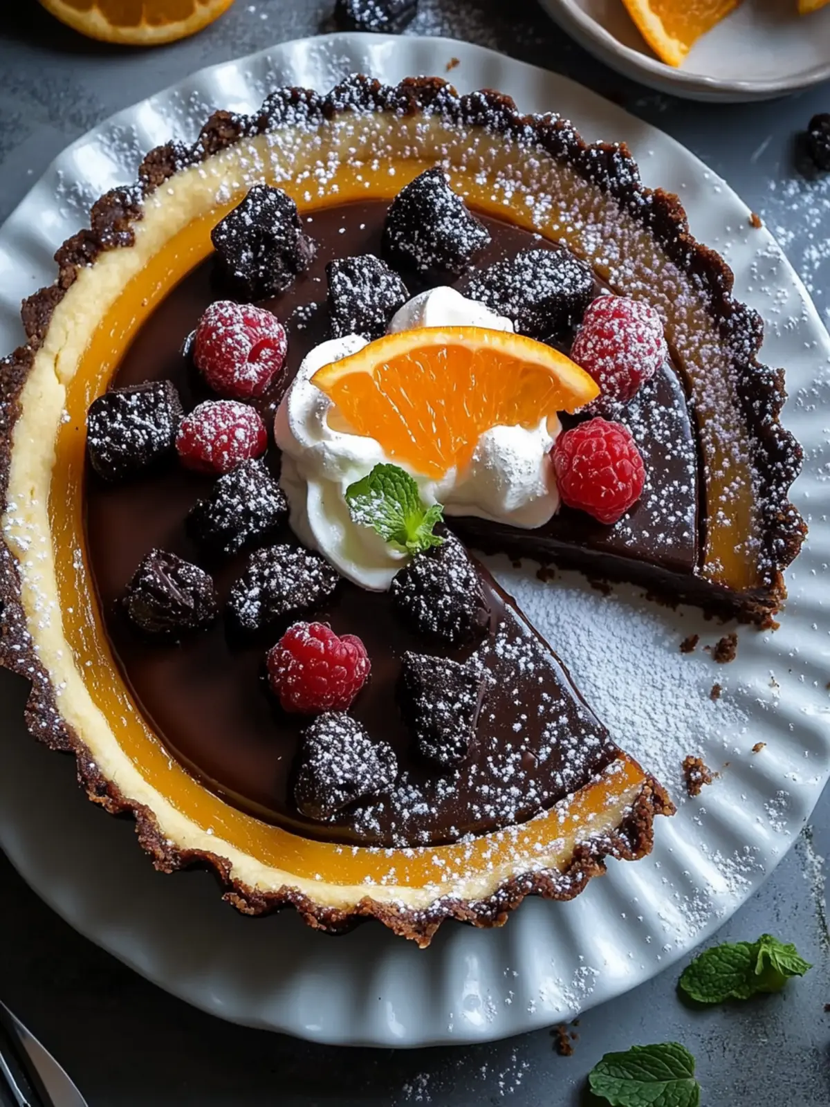 Dunkle Schokoladen-Kürbis-Tarte