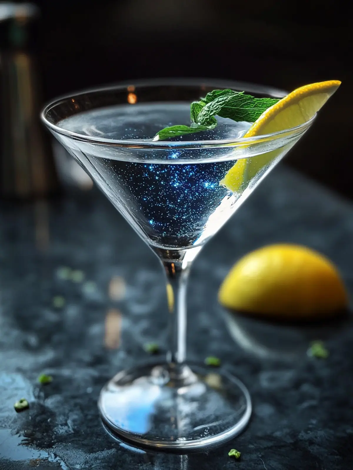 Magischer Sternenhimmel Martini Cocktail