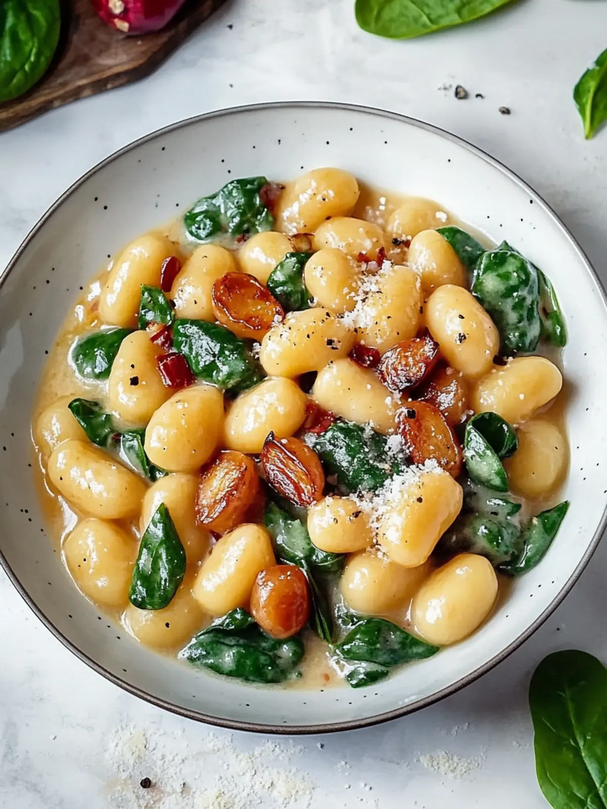 Gnocchi mit Pilzen und Spinat