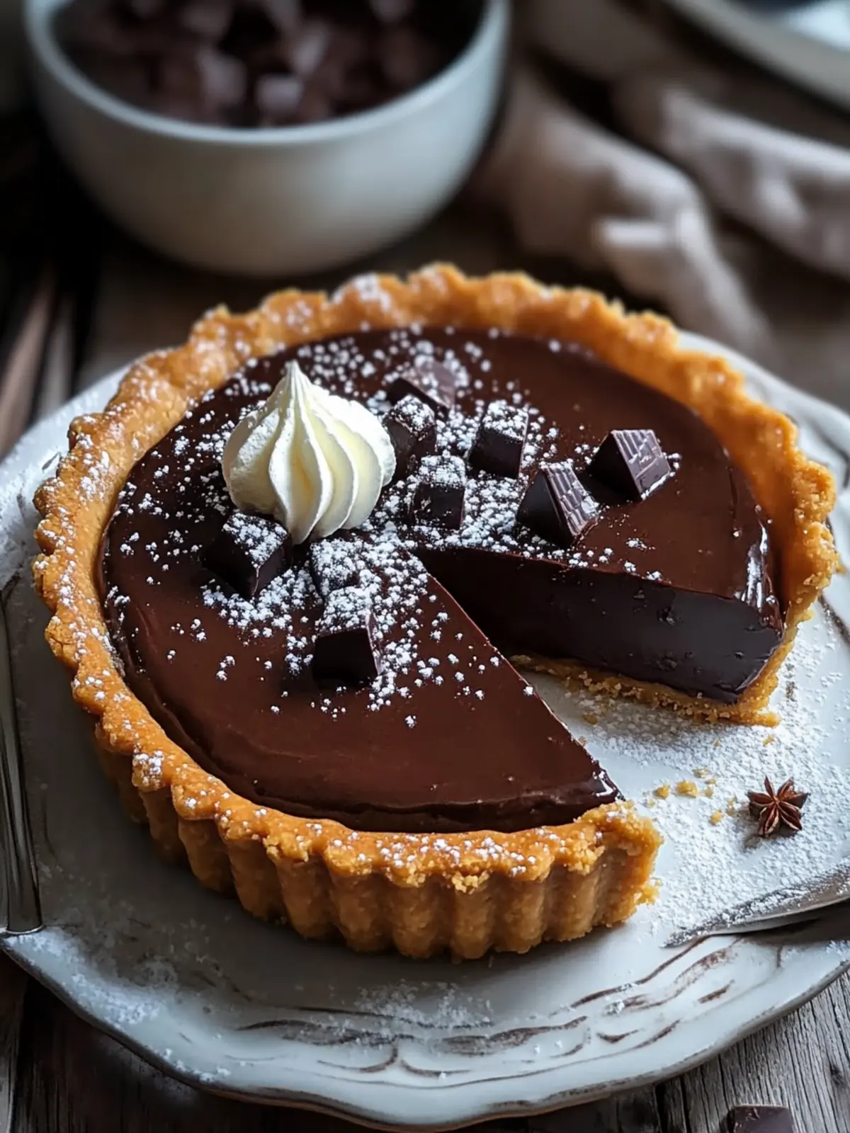 Dunkle Schokoladen-Kürbis-Tarte