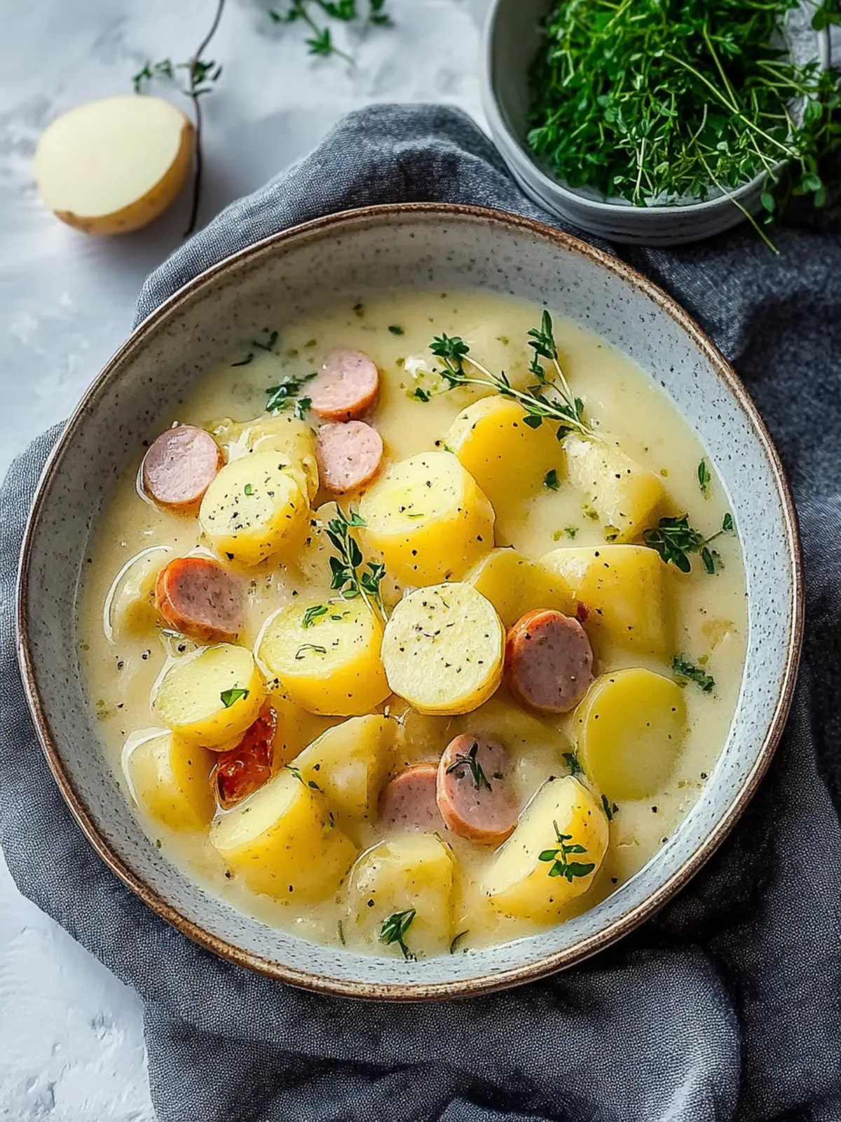 Herzhaftes Eintopf: Kartoffeln & Würstchen