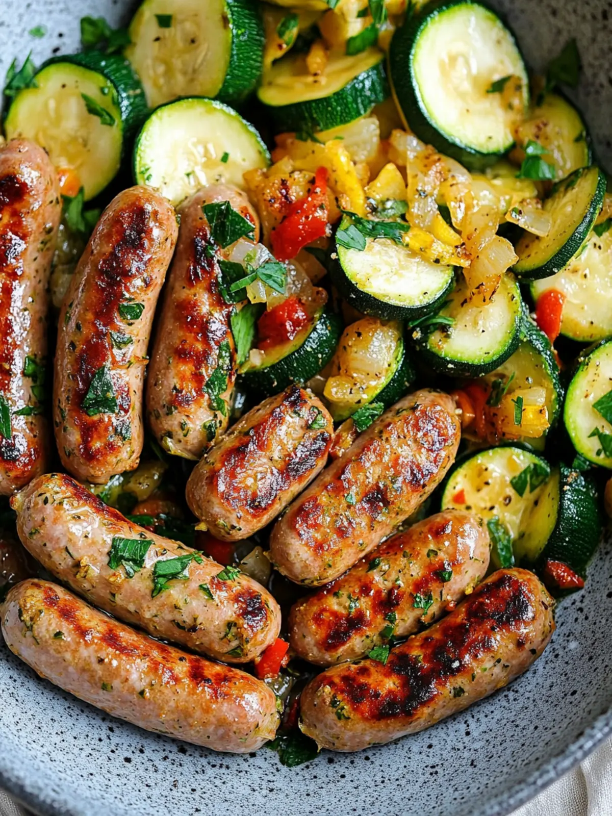 Bratwurst und Zucchini