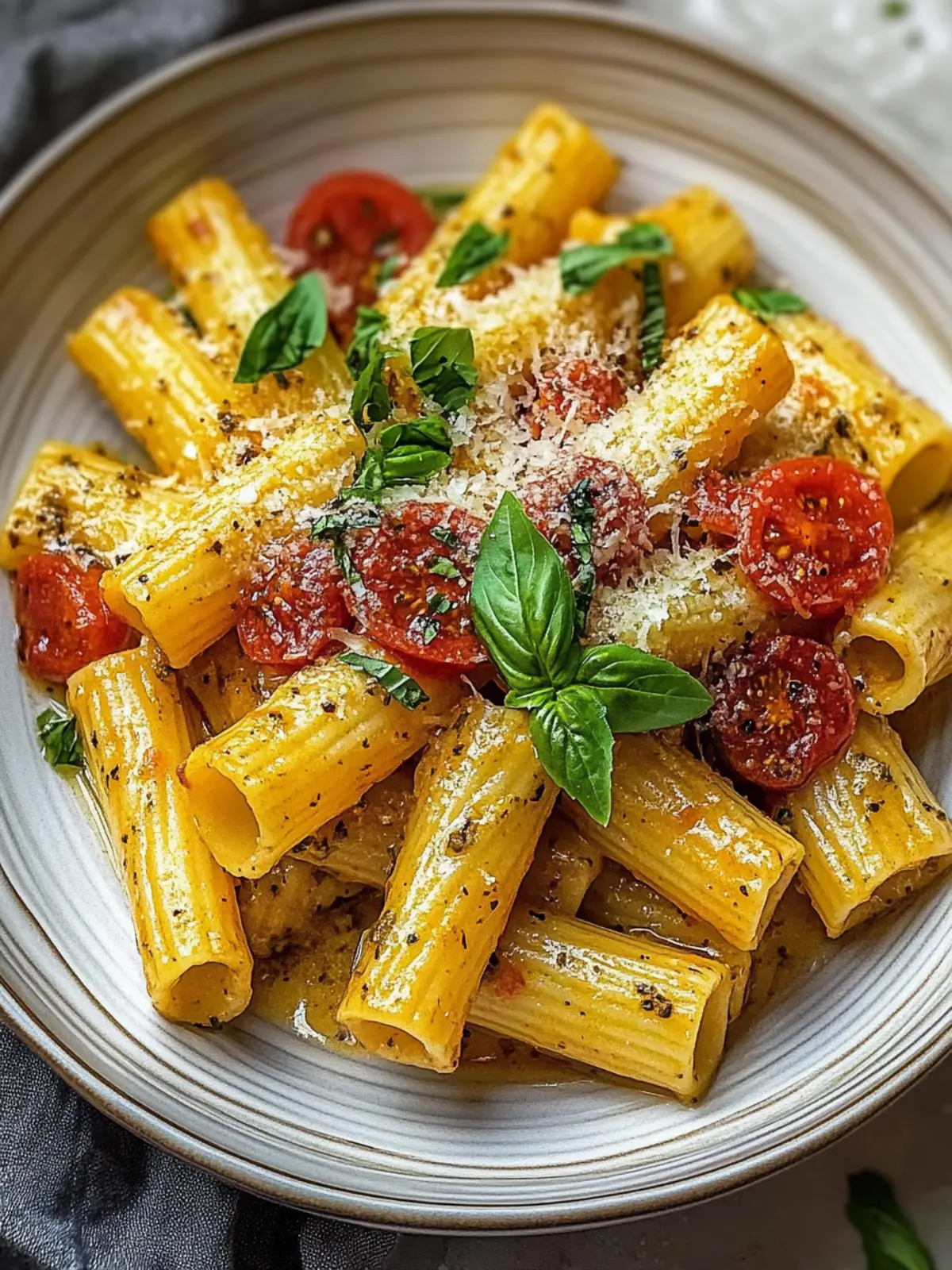 Ein Topf würzige Rigatoni
