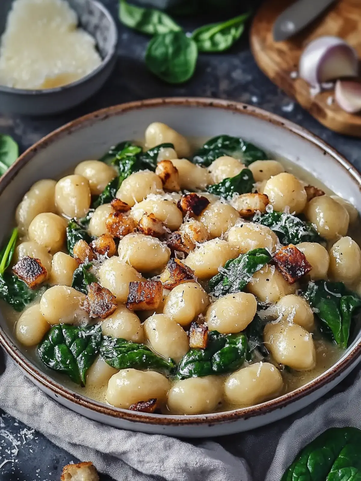 Gnocchi mit Pilzen und Spinat