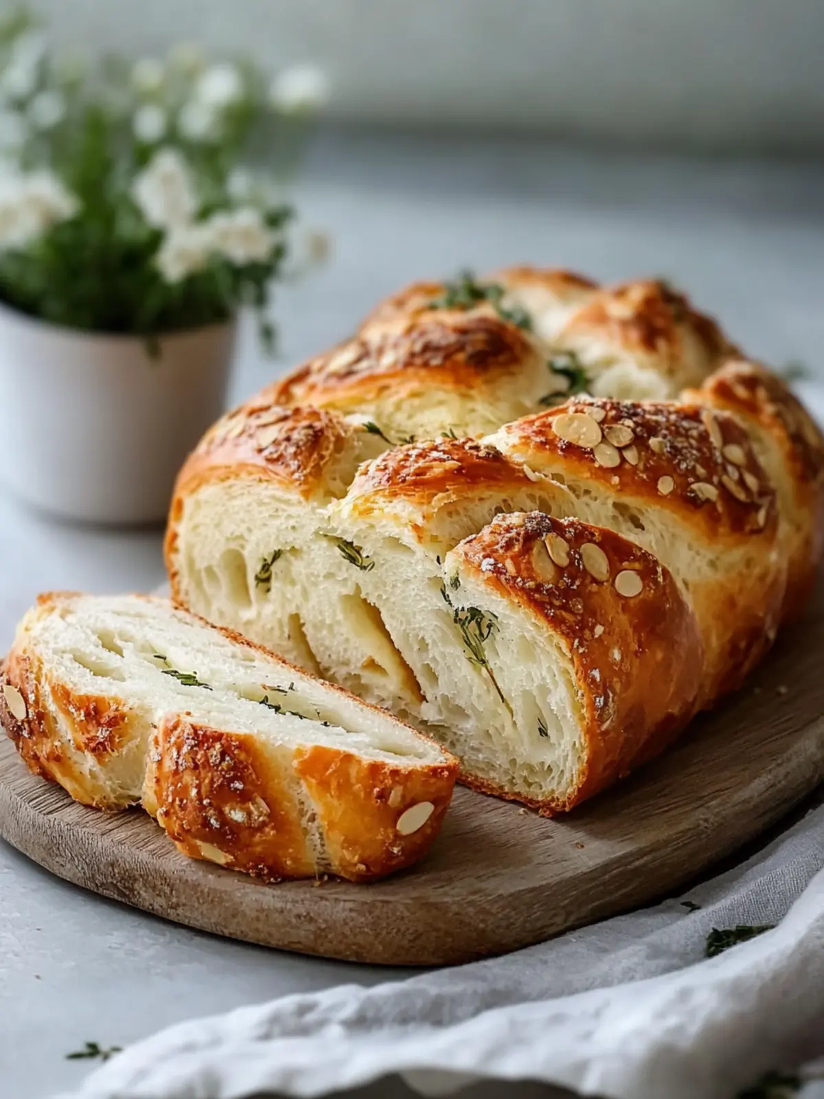Gedrehtes Knoblauch-Kräuter-Käsebrot