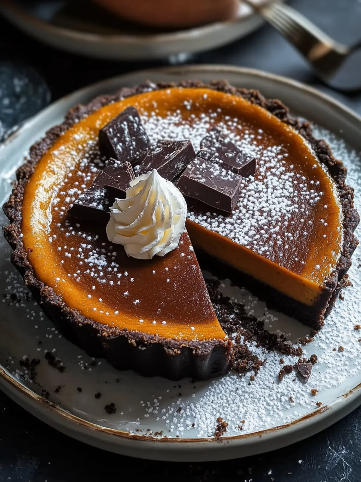 Dunkle Schokoladen-Kürbis-Tarte