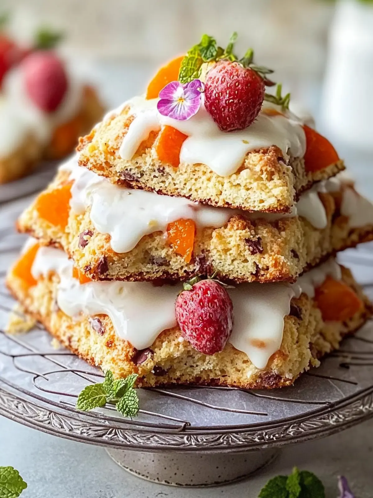 Einfache Karottenkuchen-Scones mit Frischkäse-Glasur