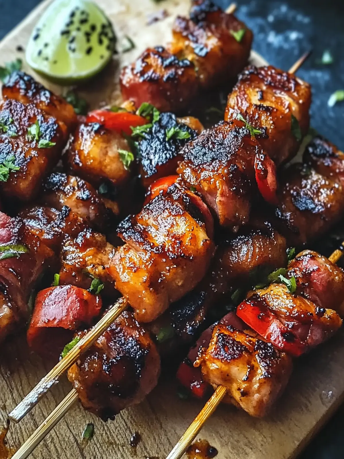 Honig-BBQ-Bacon-Hühnchen-Spieße