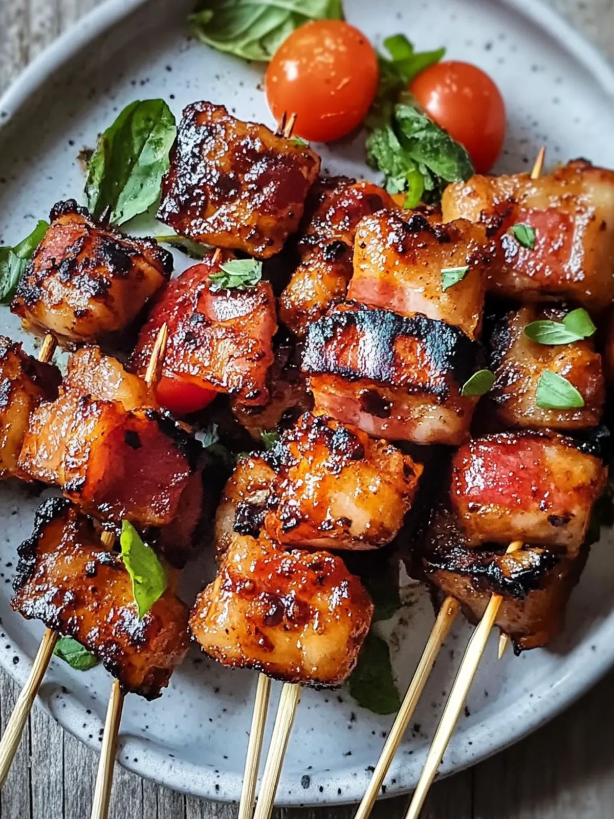 Honig-BBQ-Bacon-Hühnchen-Spieße