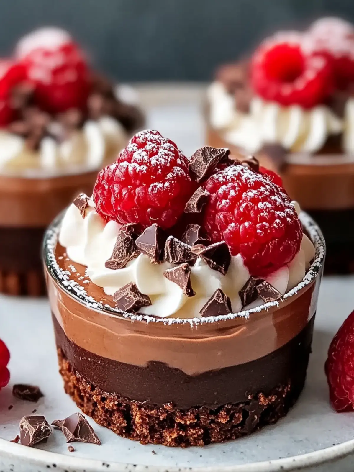 Keine Backen Himbeer Schokoladenmousse Becher