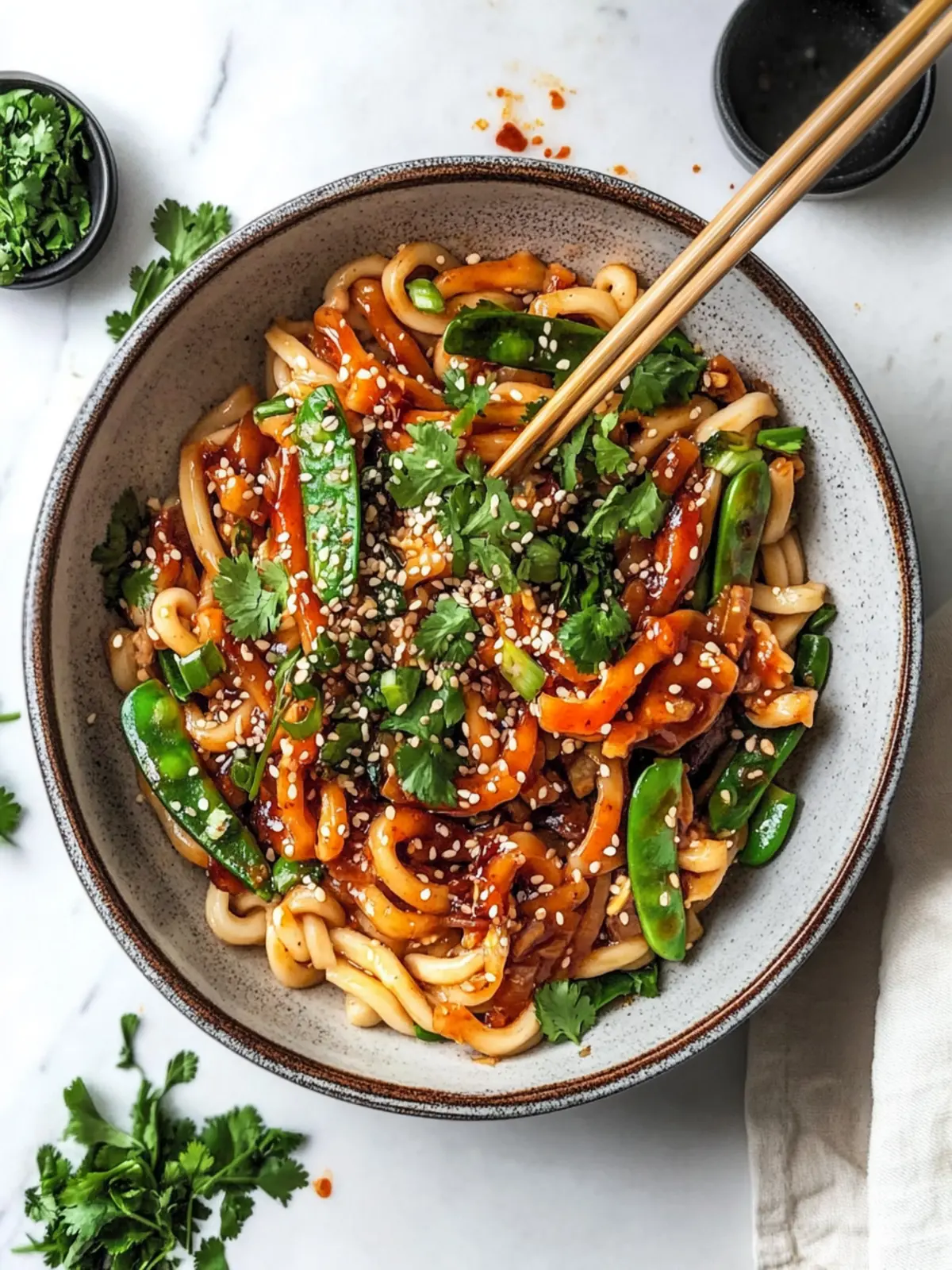 Vegane Sesam Yaki Udon Nudeln