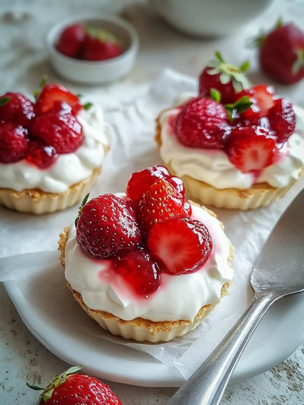 Muerbe-Törtchen mit Erdbeeren und Mascarpone-Creme