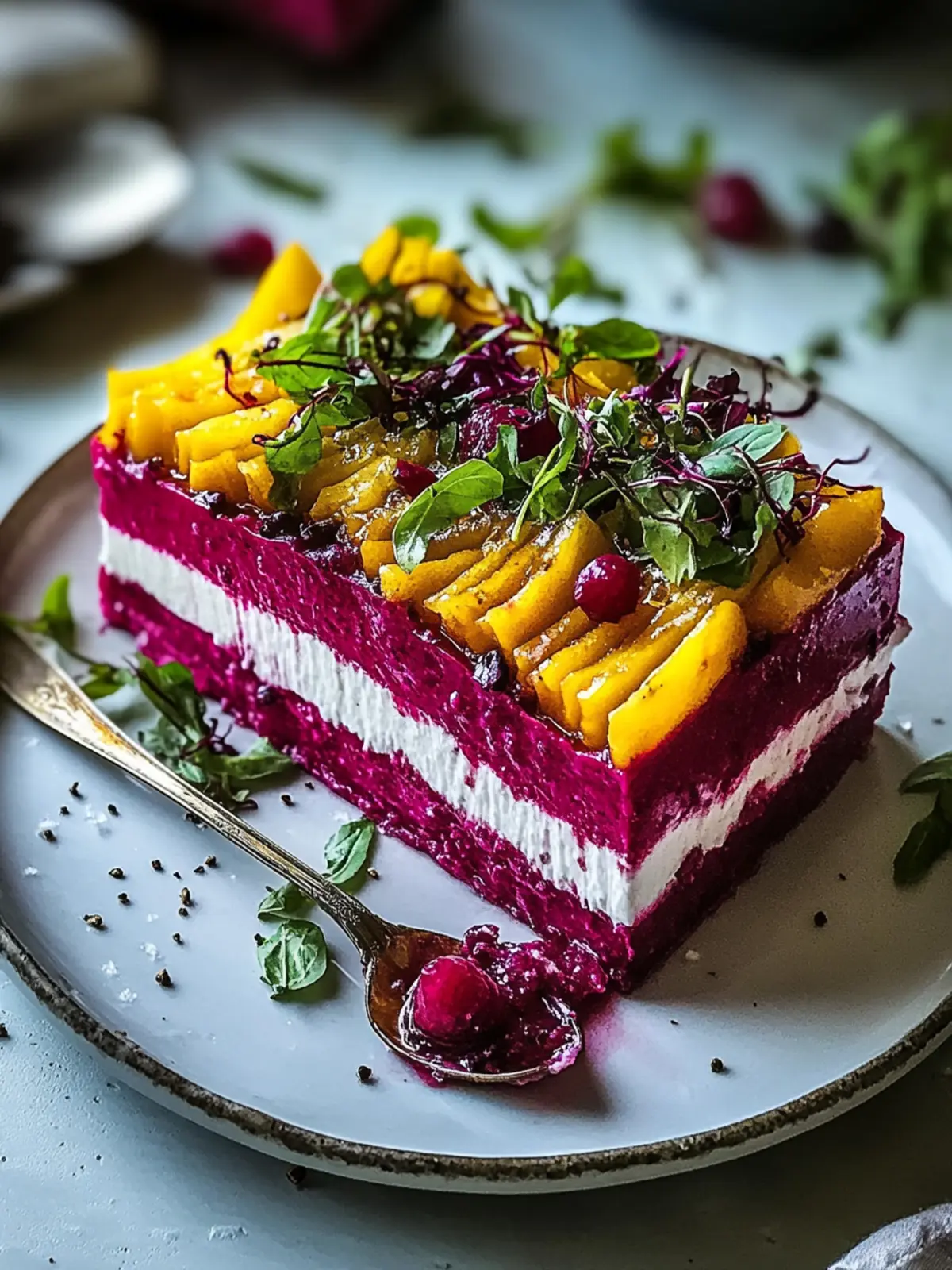 Rote-Bete-Terrine mit cremigem Ziegenkäse