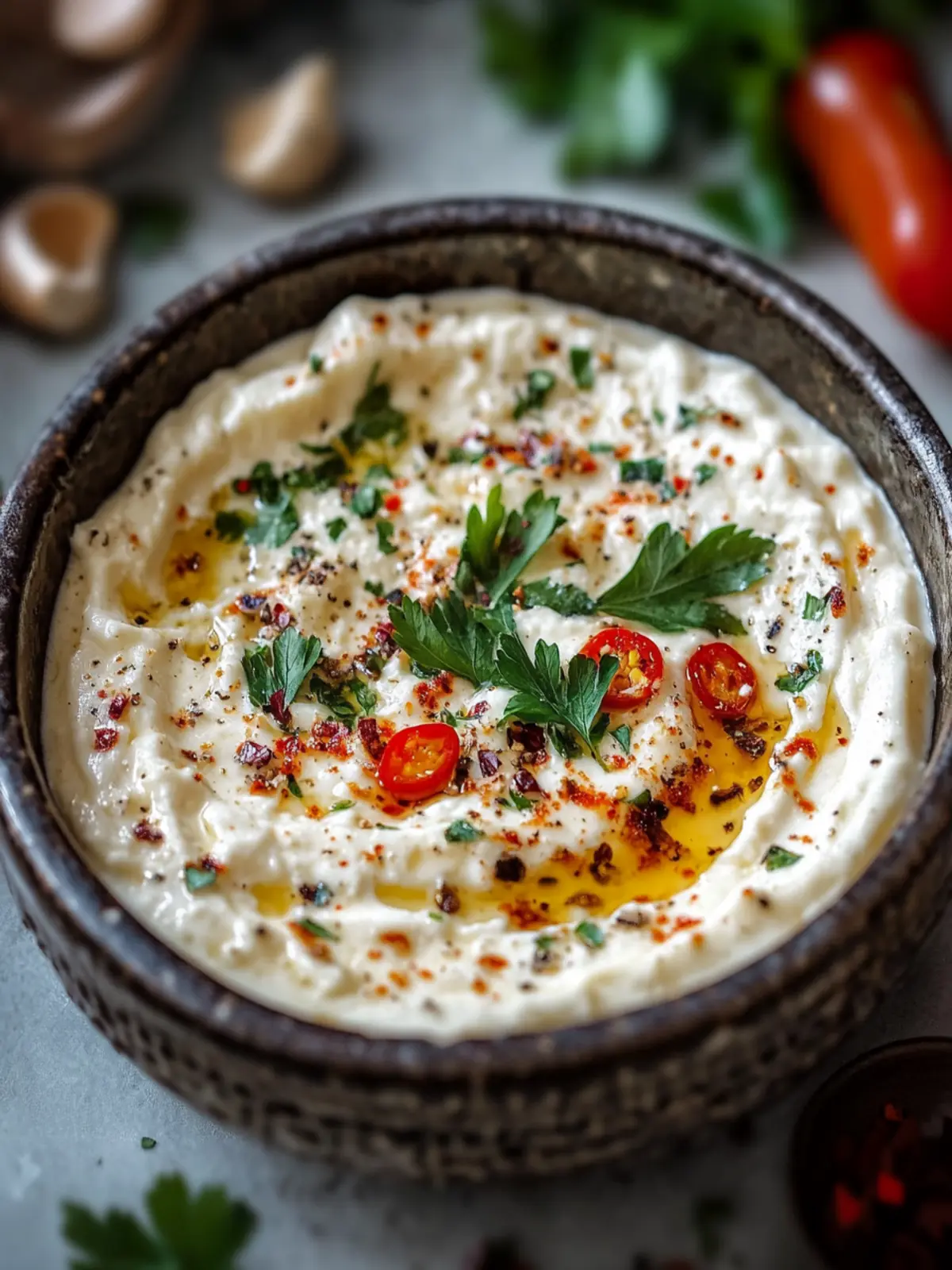 Herzhafter türkischer würziger gebackener Käse-Dip