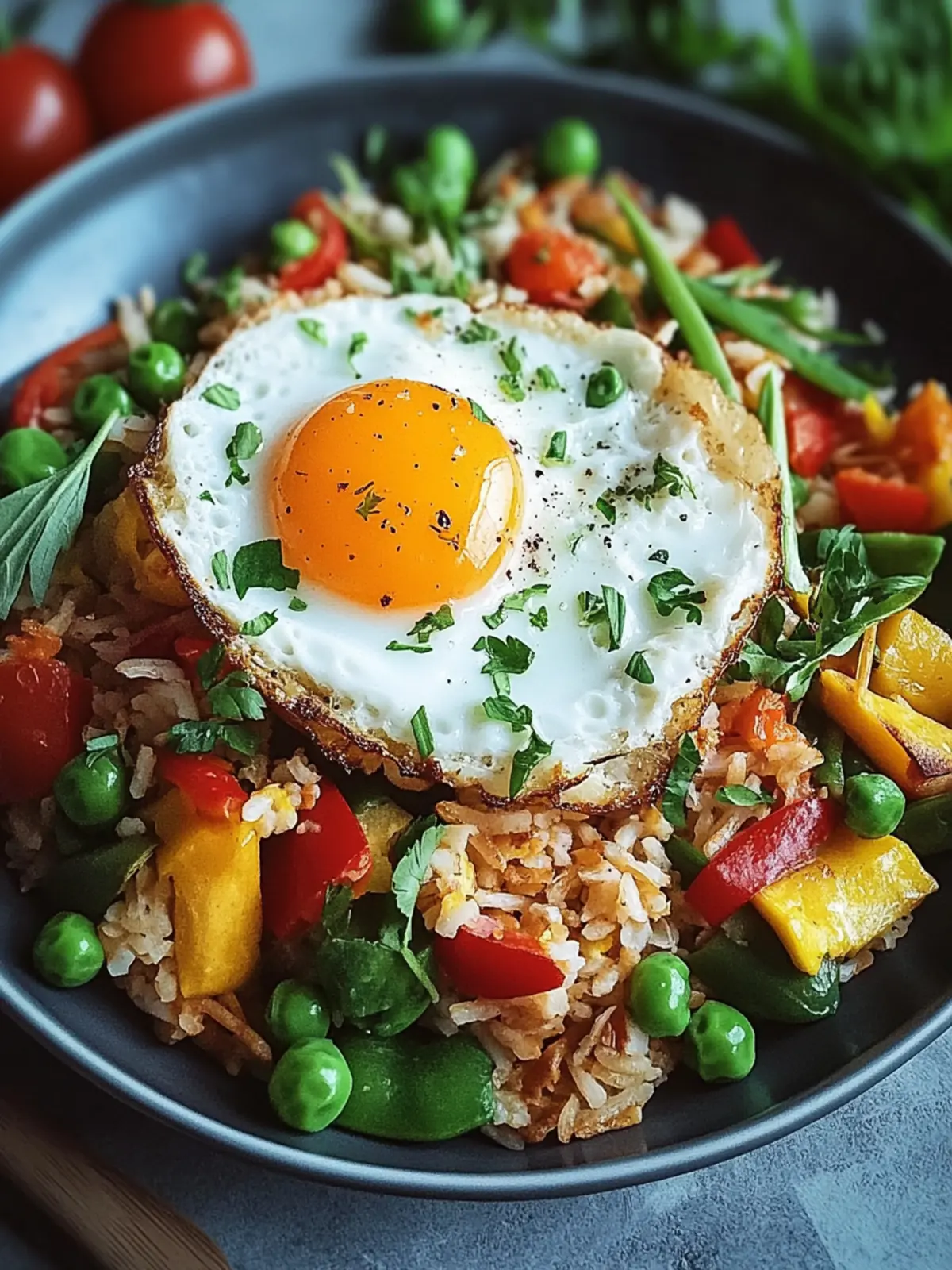 Bratreis mit Ei und Gemüse