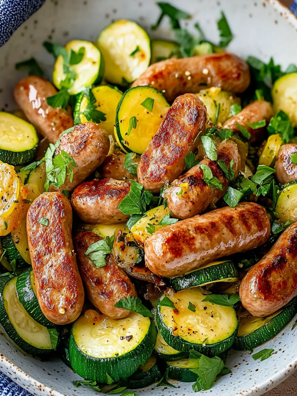 Bratwurst und Zucchini