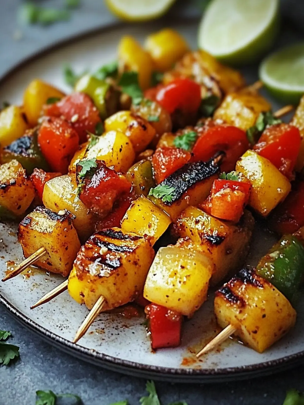 Gegrillte Fajita-Gemüse-Spieße