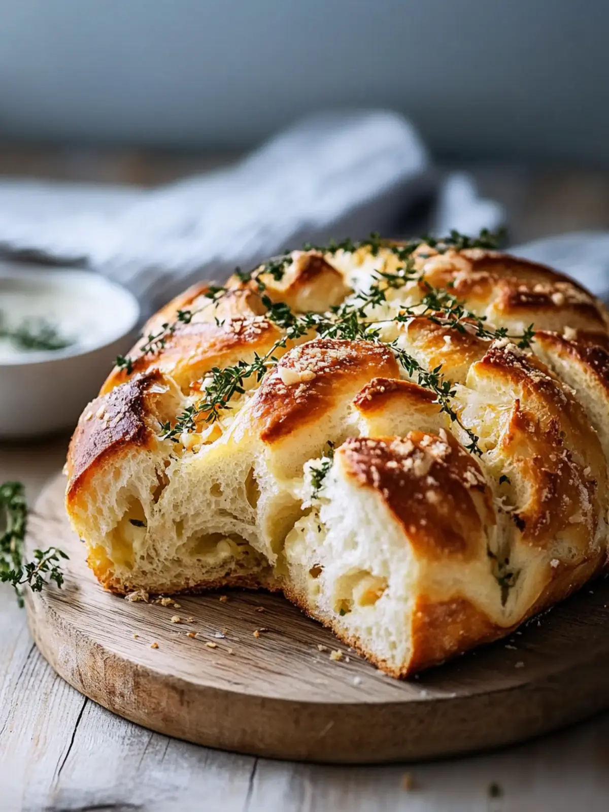 Gedrehtes Knoblauch-Kräuter-Käsebrot