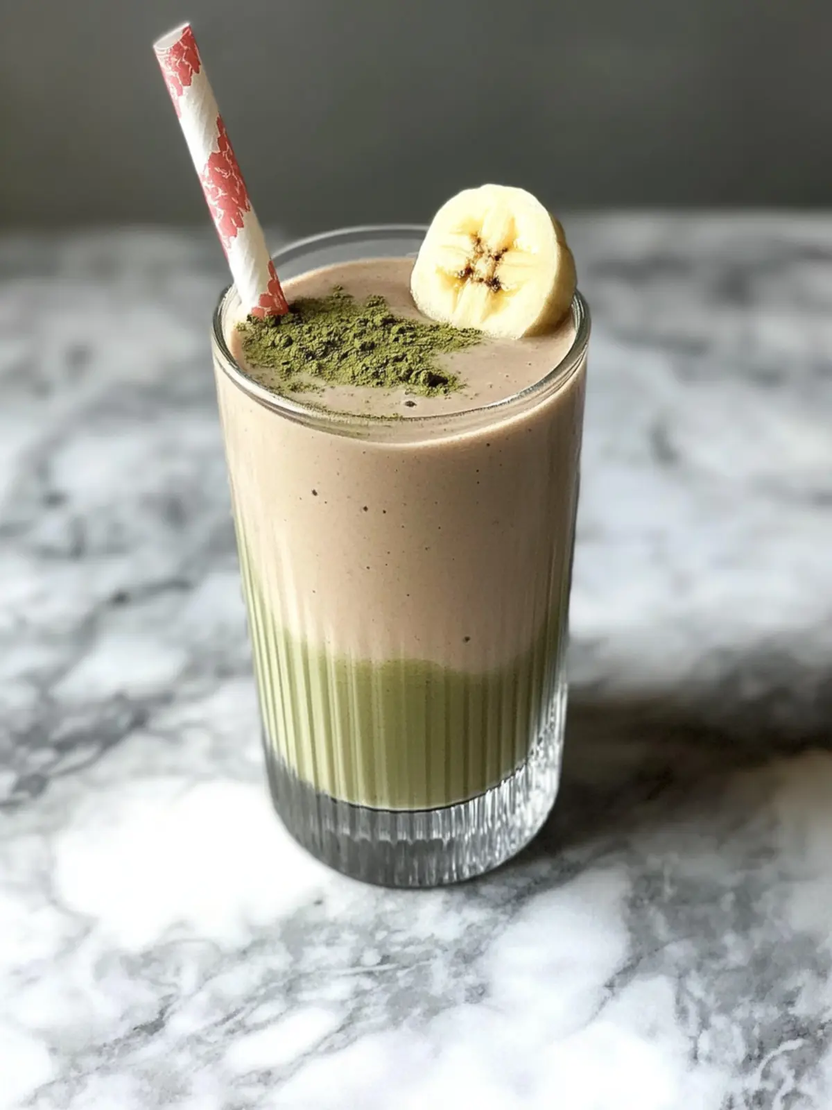 Erdbeer-Matcha-Smoothie mit Banane