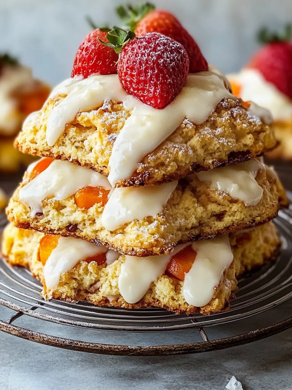 Einfache Karottenkuchen-Scones mit Frischkäse-Glasur