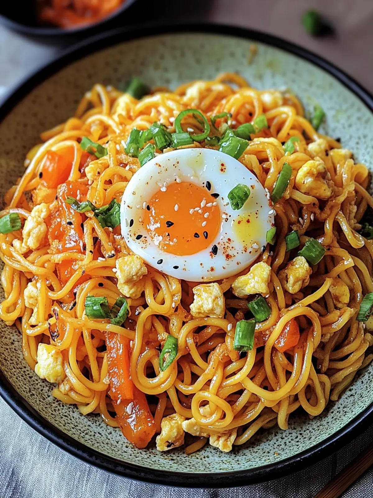 Chinesische gebratene Nudeln mit Ei