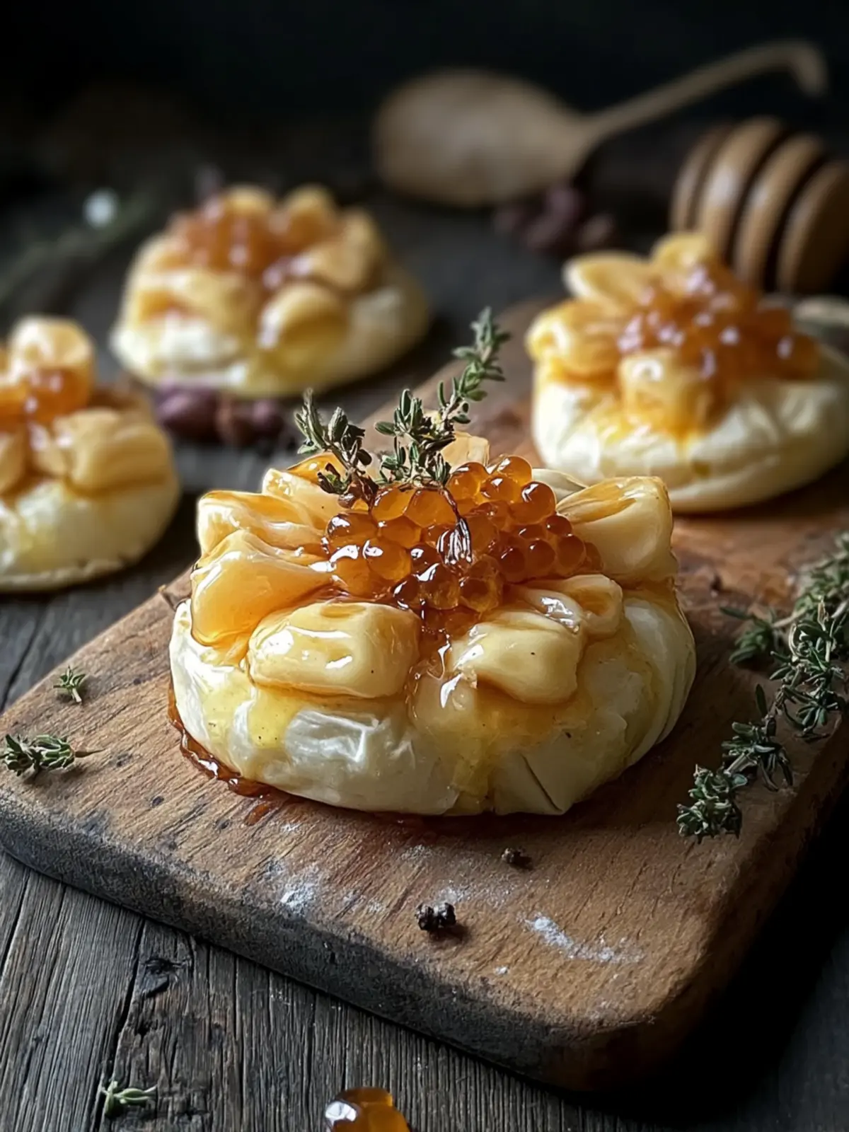 Kürbisgewürz heiße Honig Brie Bissen
