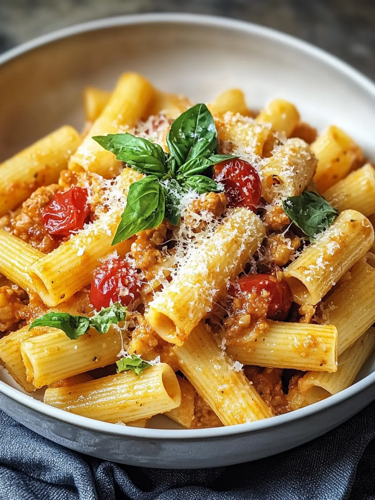 Ein Topf würzige Rigatoni