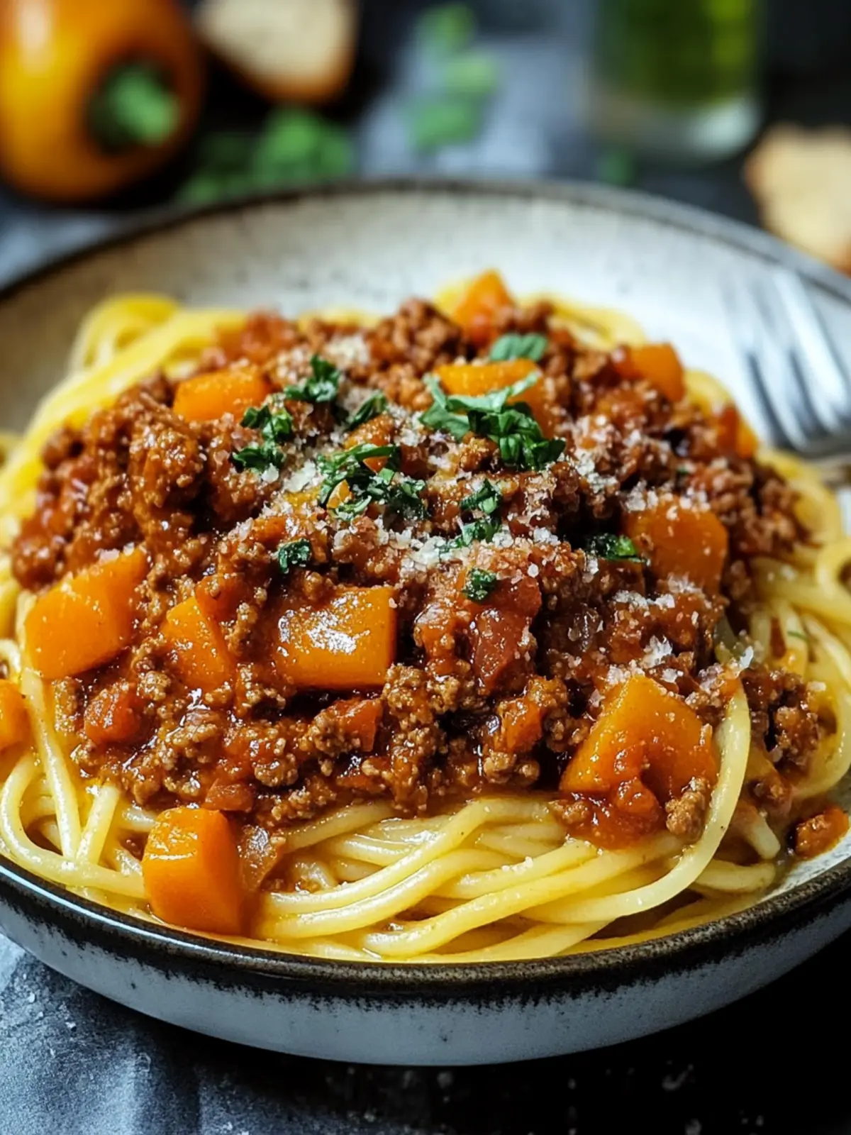 Kürbis-Rindfleisch-Bolognese