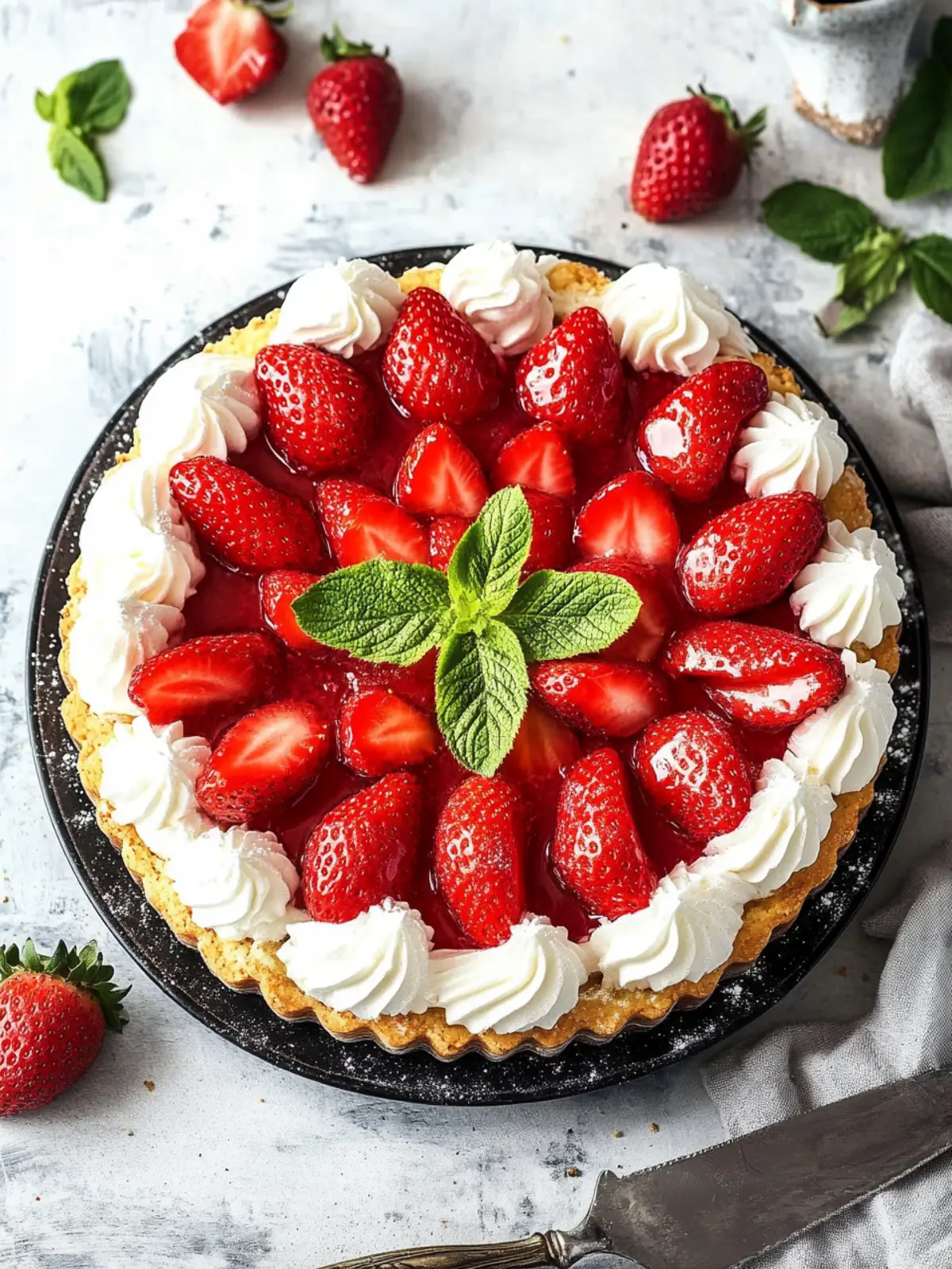 Frische Erdbeertorte mit Glasur