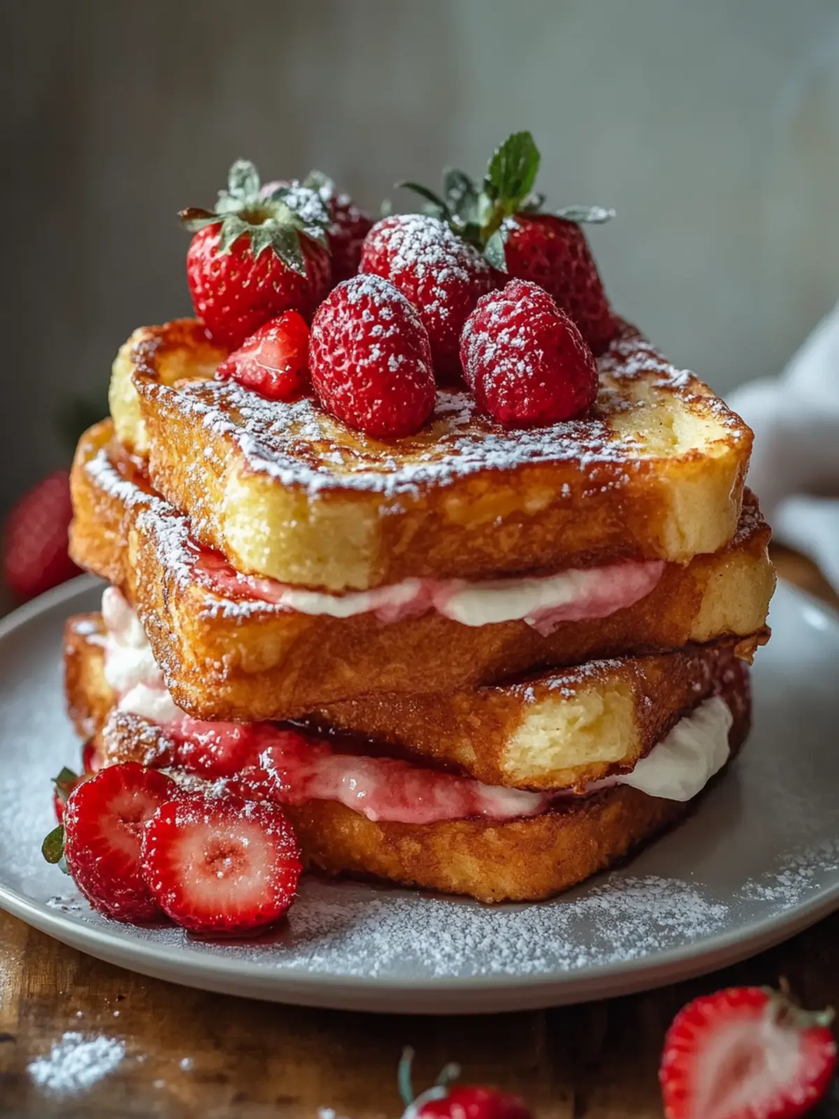 Leckeres Erdbeer-Käsekuchen gefülltes French Toast Rezept
