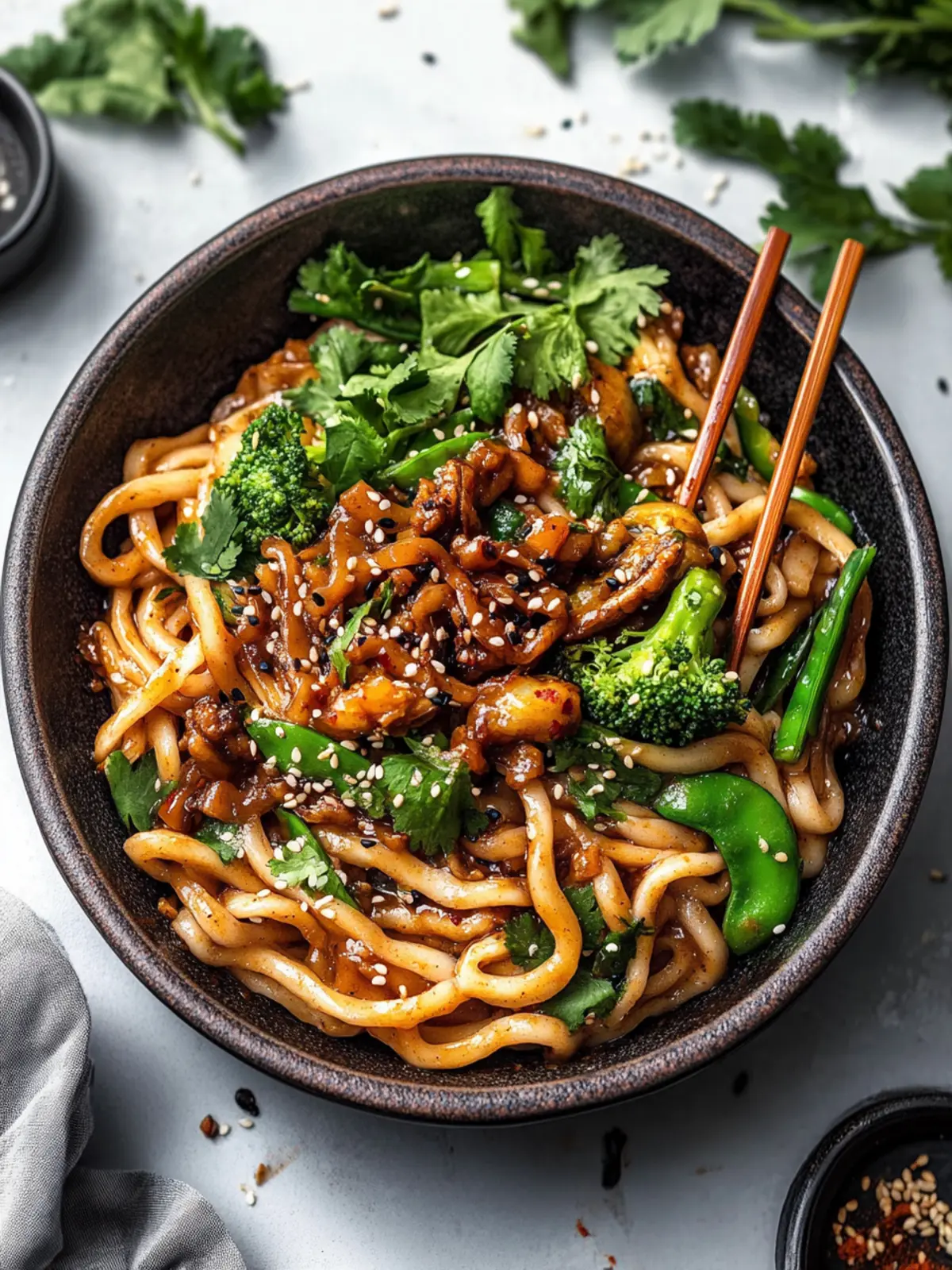 Vegane Sesam Yaki Udon Nudeln