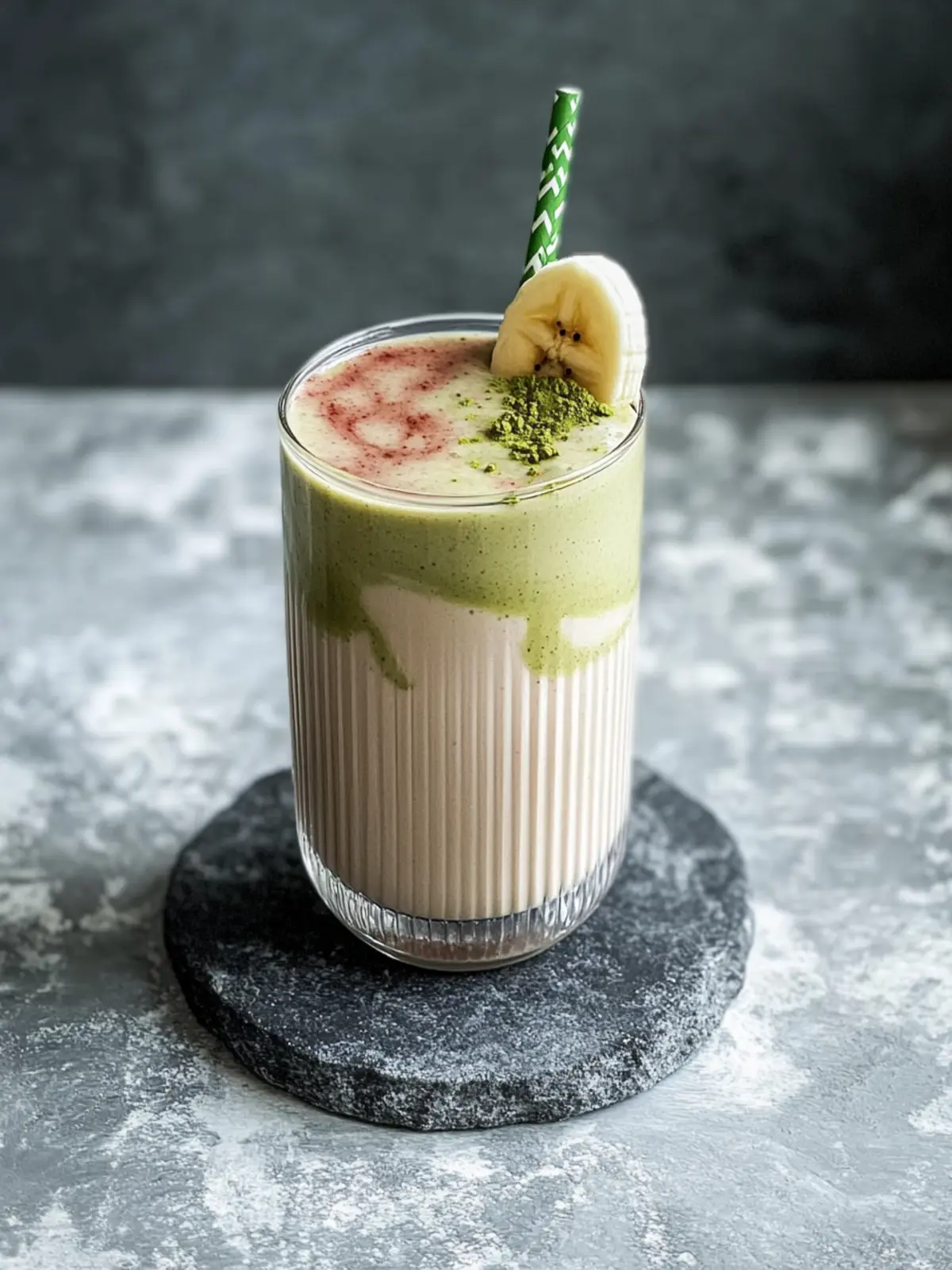 Erdbeer-Matcha-Smoothie mit Banane