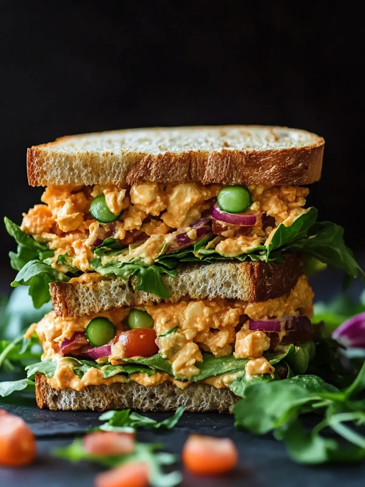 Veganer Buffalo-Kichererbsensalat-Sandwich