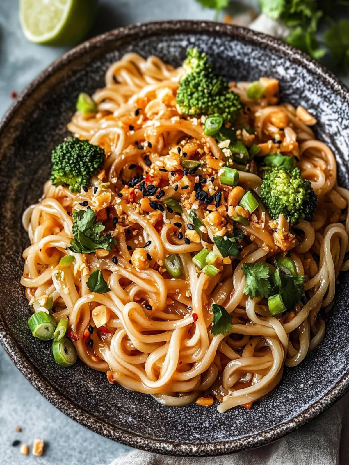 Schnelle asiatische Nudeln mit Erdnusssauce