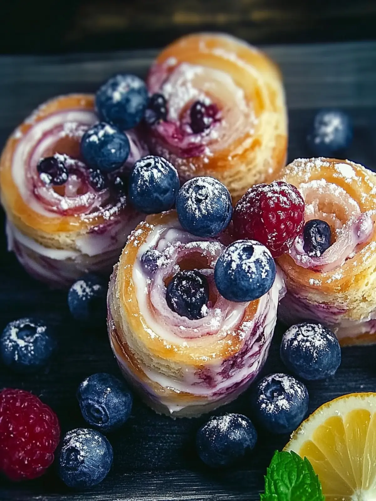 Heidelbeer-Frischkäse-Blätterteig, der flaky, cremig und voller Beeren ist