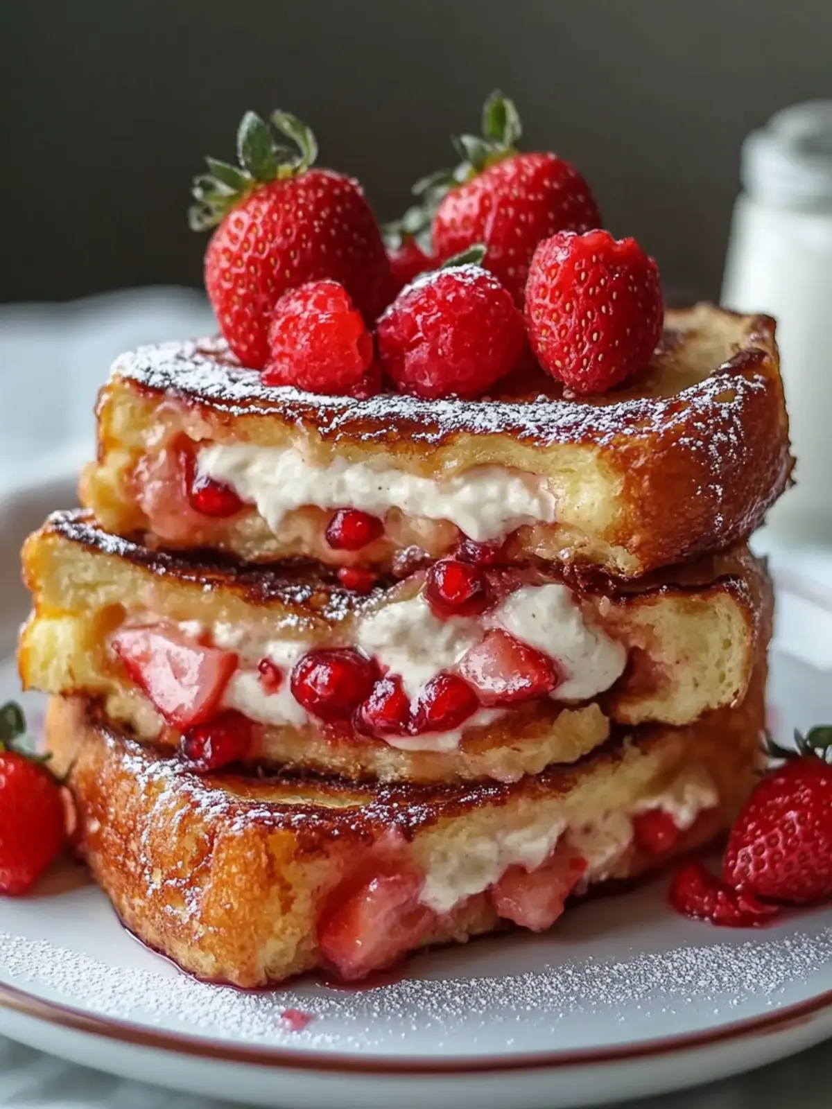 Leckeres Erdbeer-Käsekuchen gefülltes French Toast Rezept