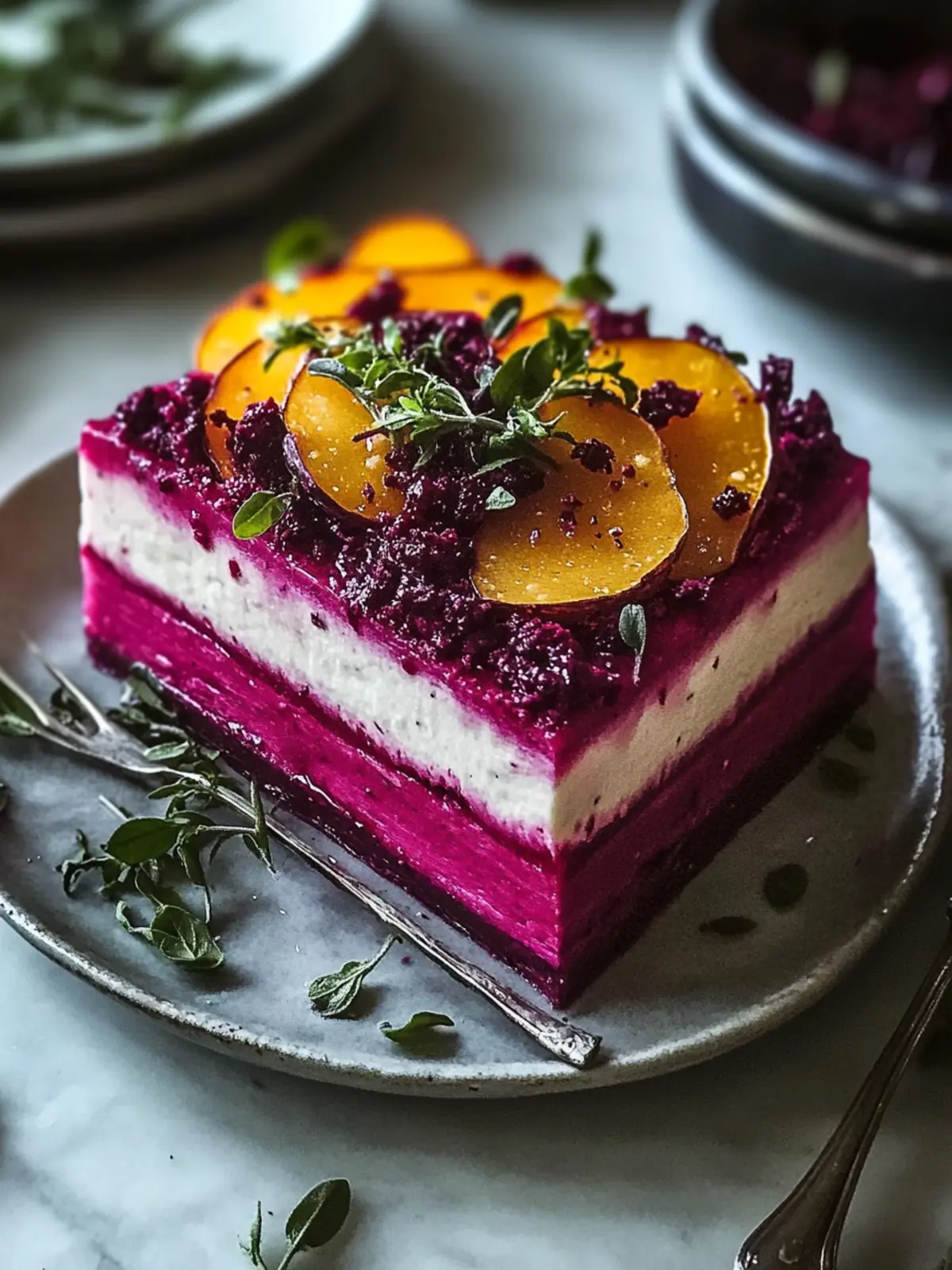 Rote-Bete-Terrine mit cremigem Ziegenkäse