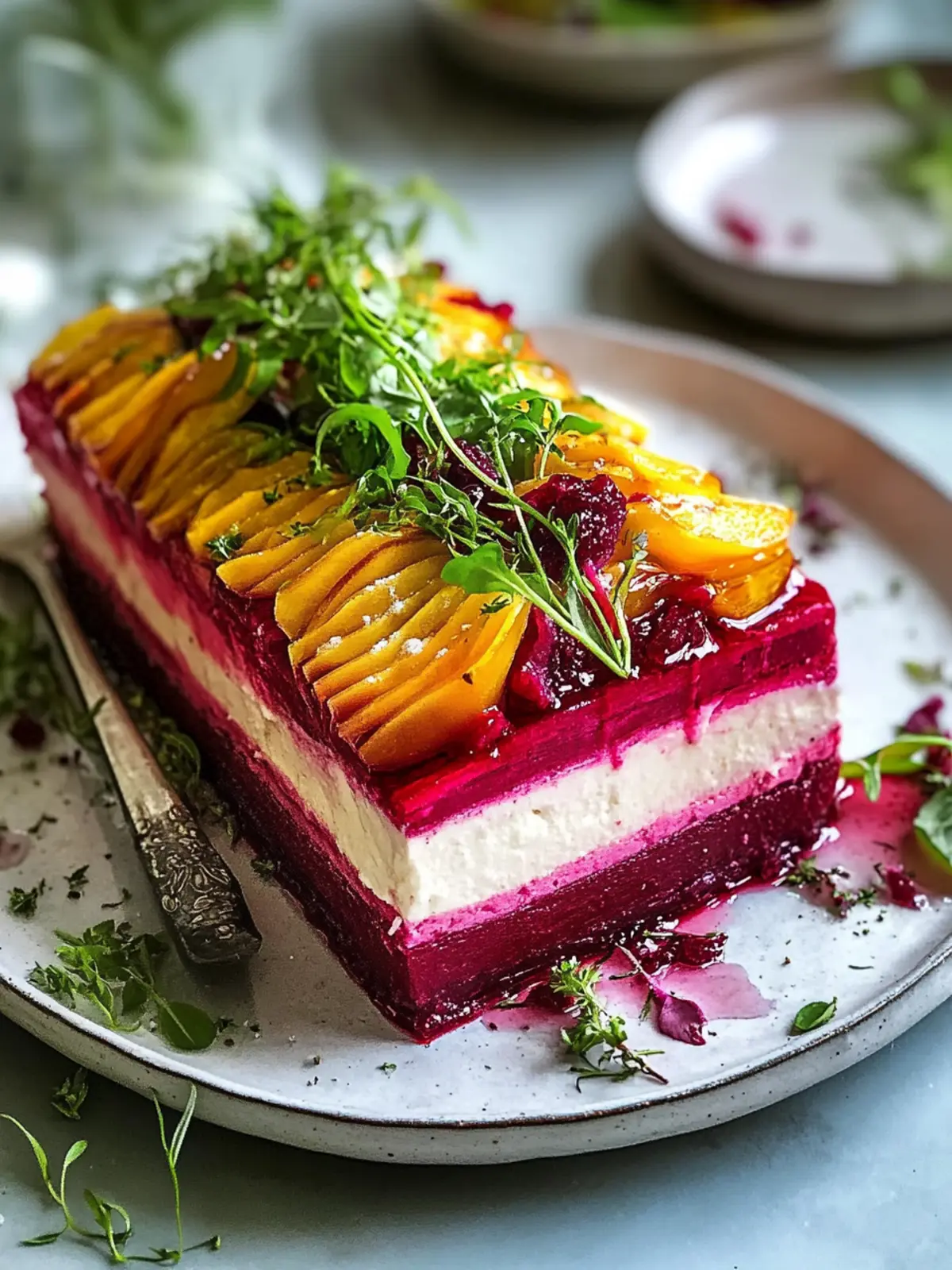Rote-Bete-Terrine mit cremigem Ziegenkäse