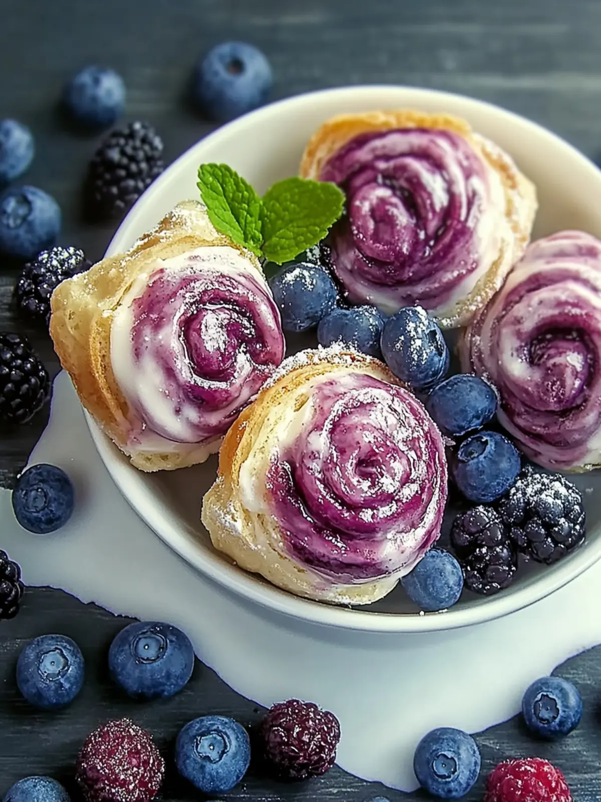 Blaubeer-Frischkäse-Blätterteig-Teilchen, das blättrig, cremig und voller Beeren ist