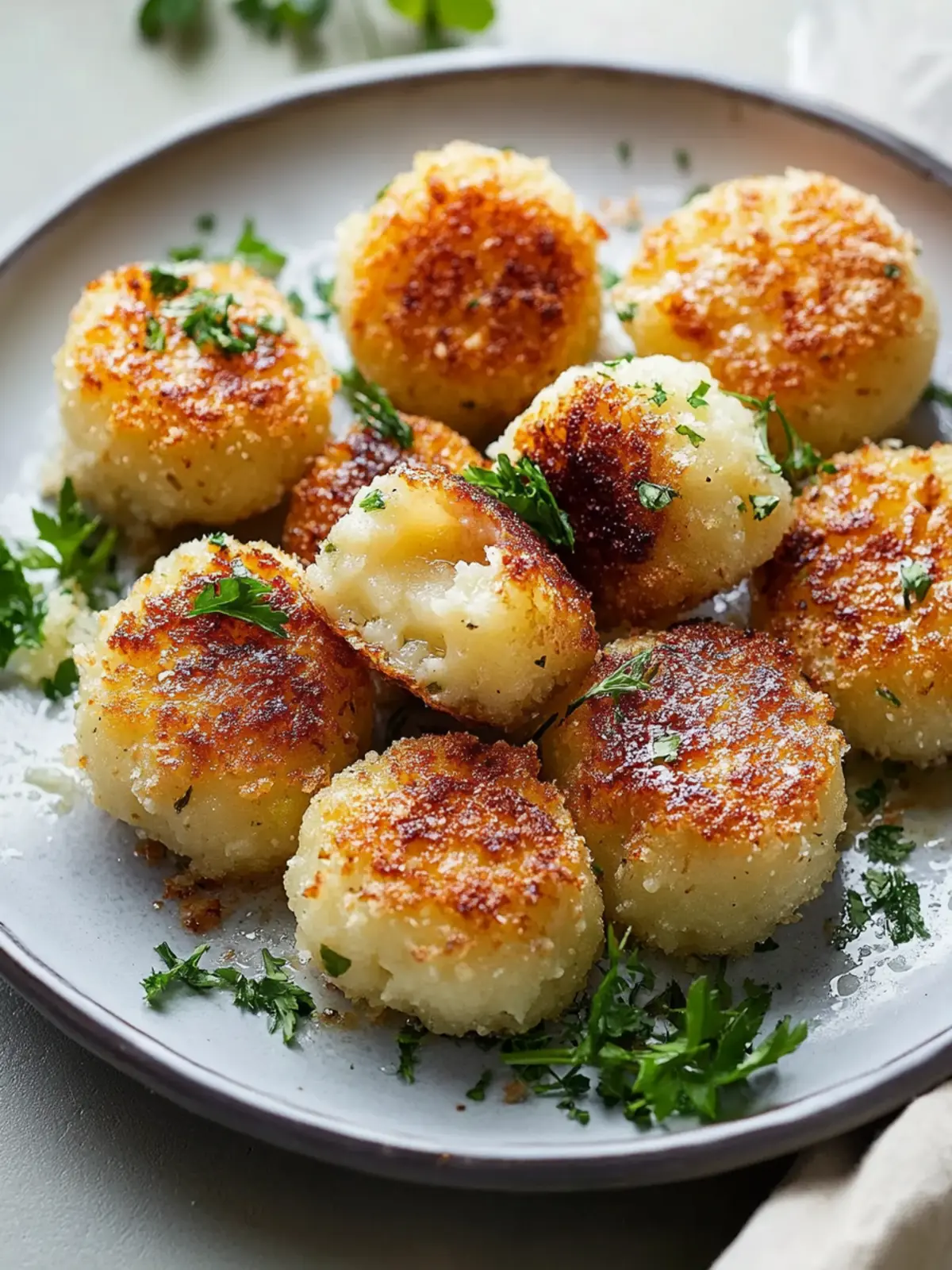 Knusprige, in der Pfanne gebratene Kartoffelknödel mit Knoblauchbutter