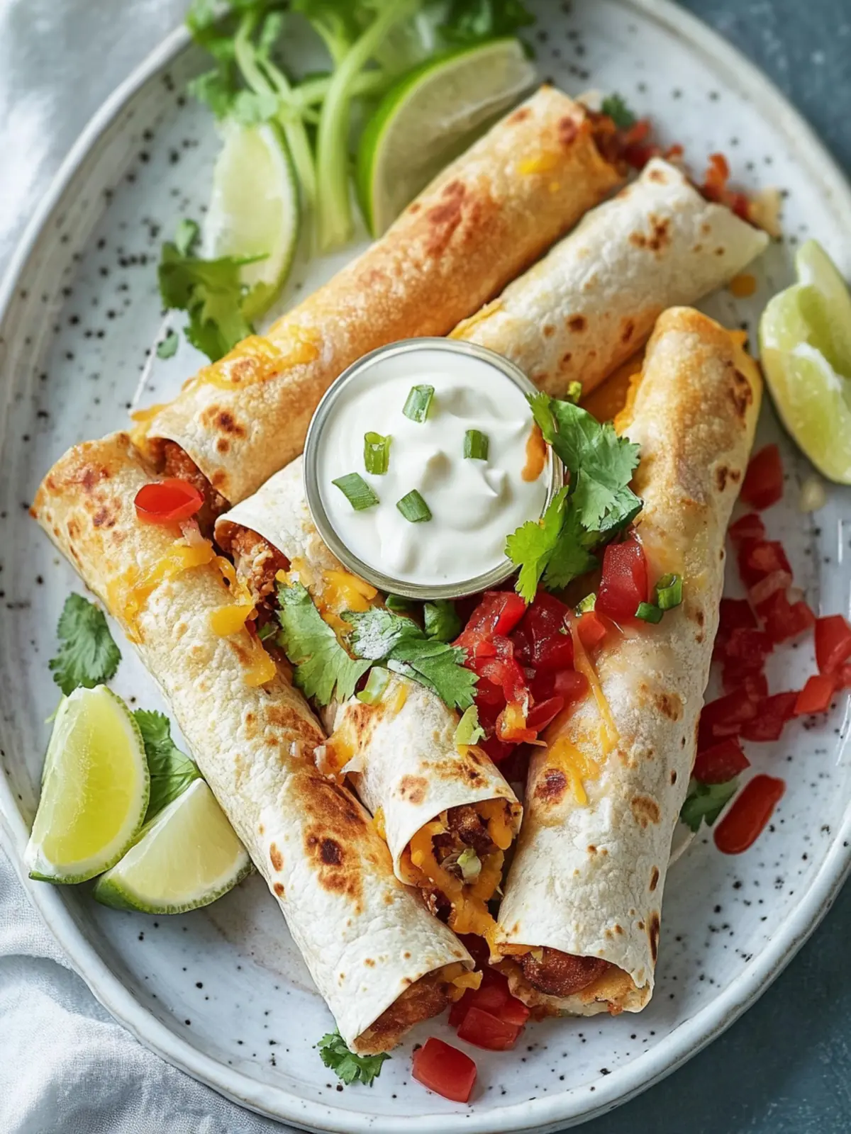 Knusprige selbstgemachte Hühnchen-Taquitos