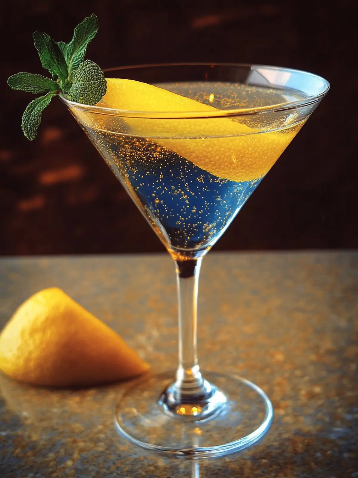 Magischer Sternenhimmel Martini Cocktail