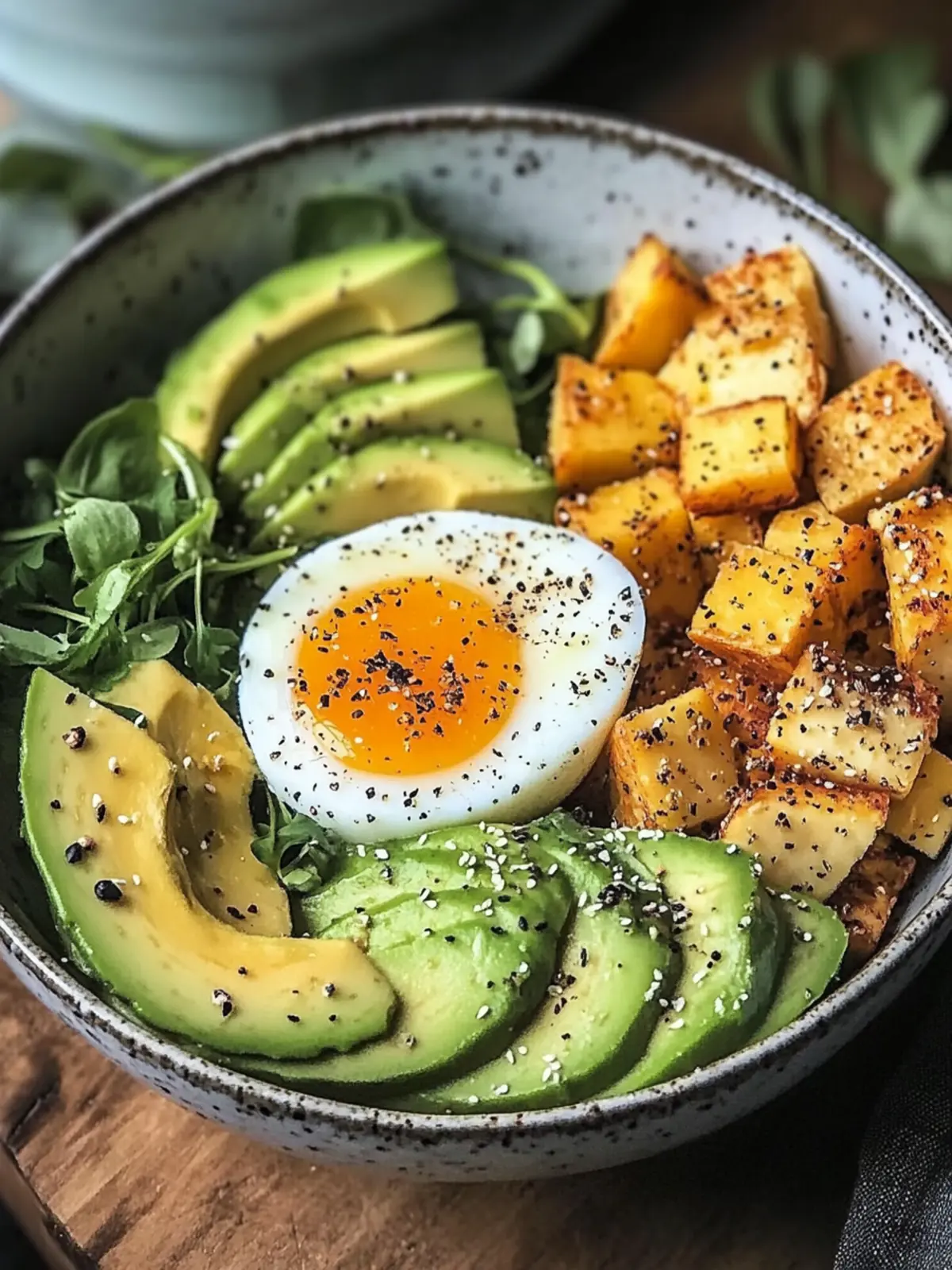 Avocado, Ei & geröstete Süßkartoffel-Schüssel