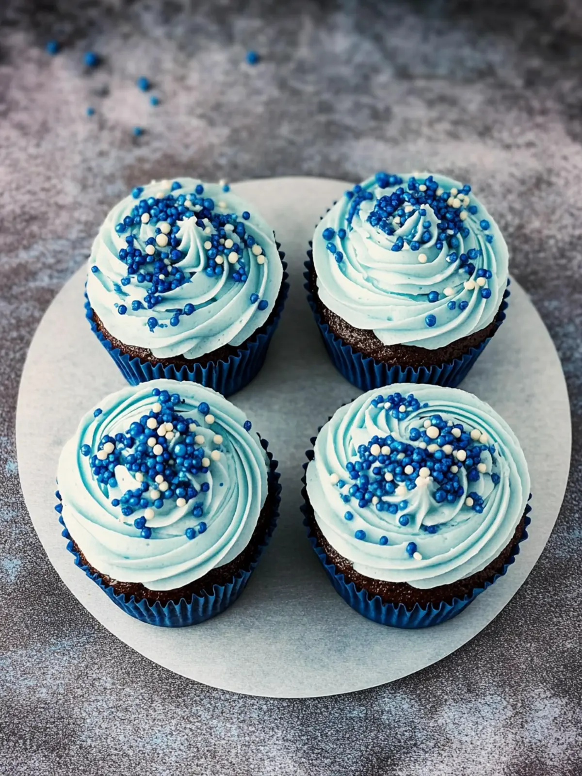 Blaue Samt Cupcakes