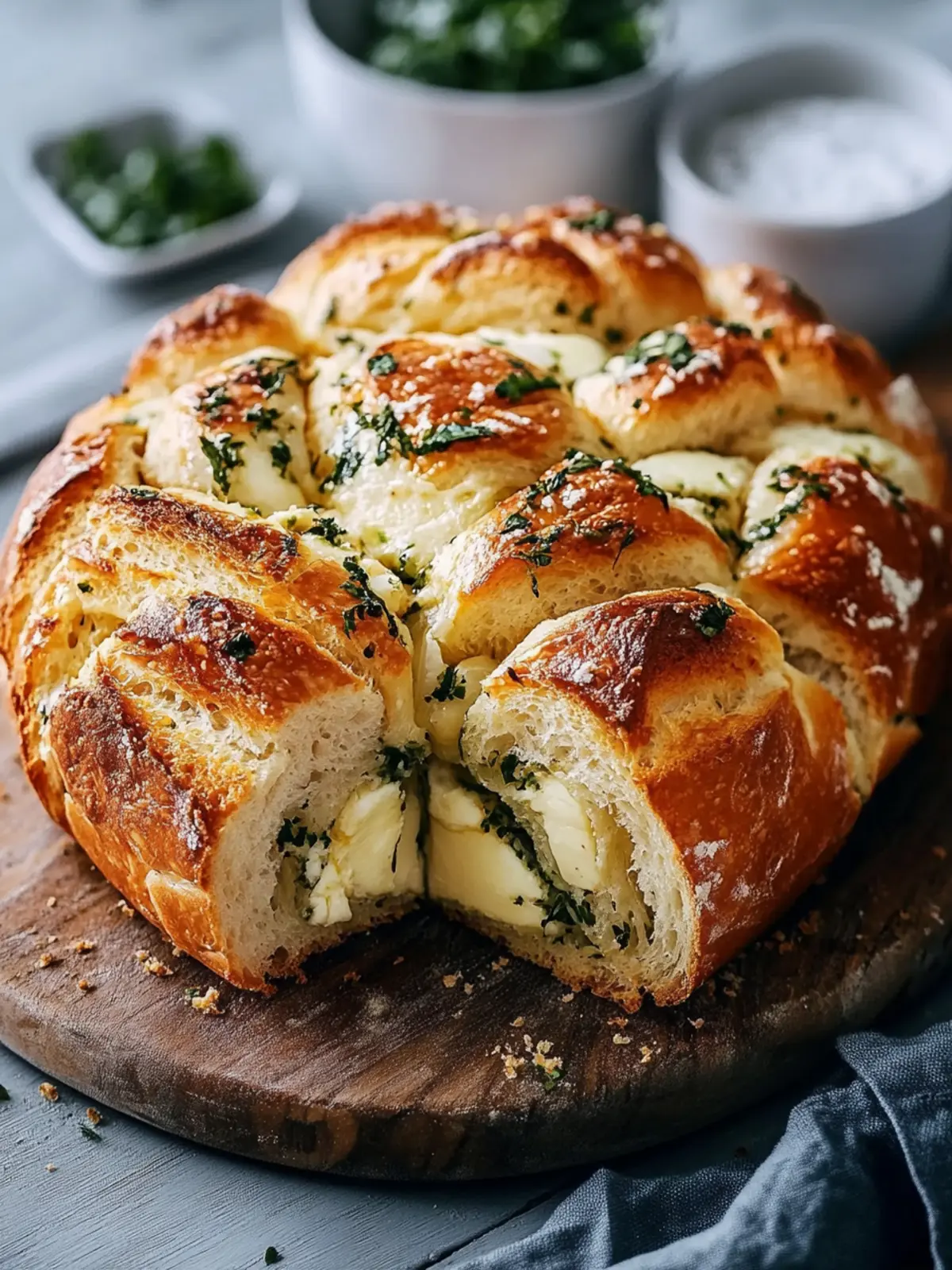 Gedrehtes Knoblauch-Kräuter-Käsebrot