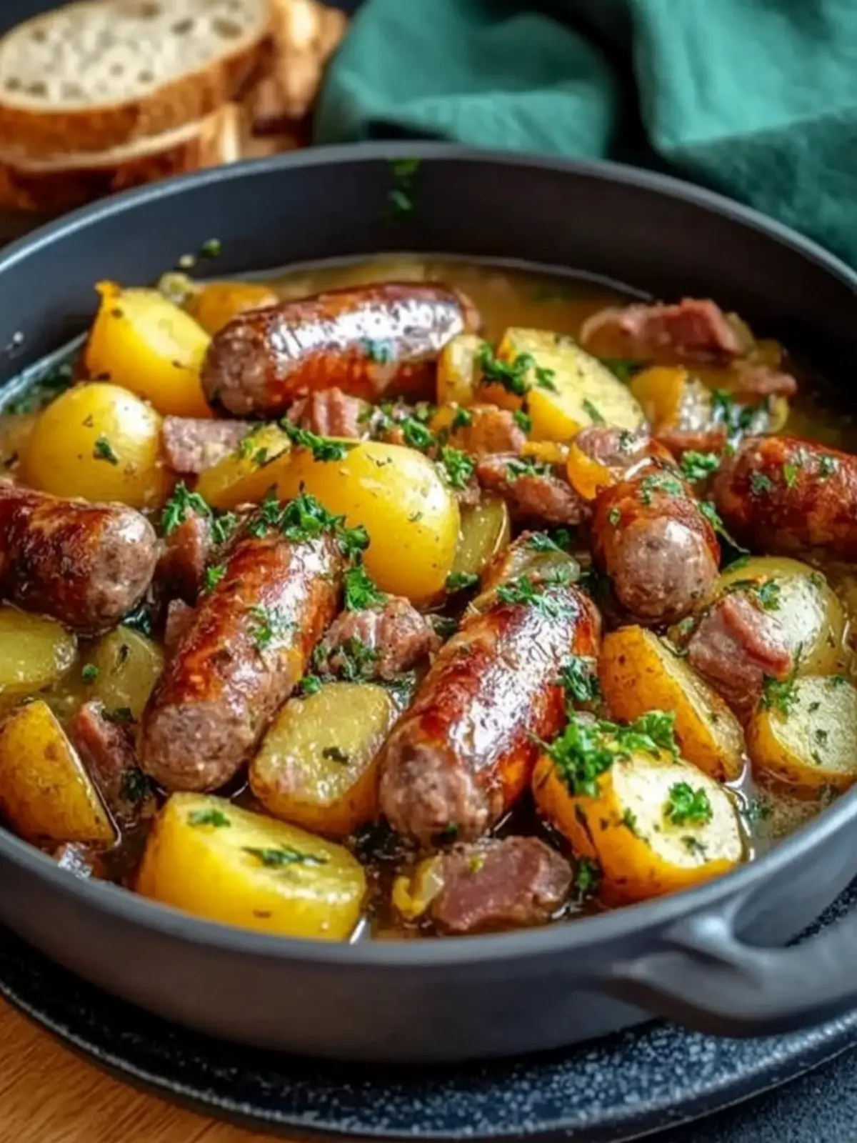 Dublin Coddle Traditionelles Irisches Würstchen und Kartoffel Eintopf