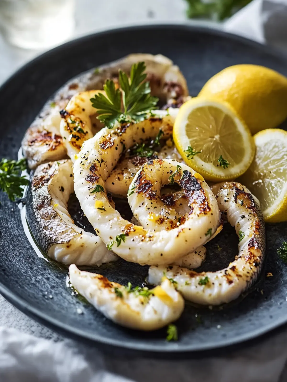 Gegrillter Kalmar mit Zitrone